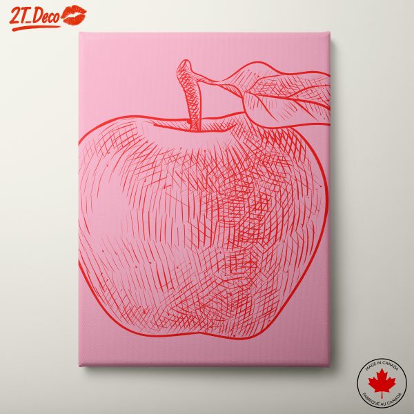 Stylized Red Apple Art on Pink Background