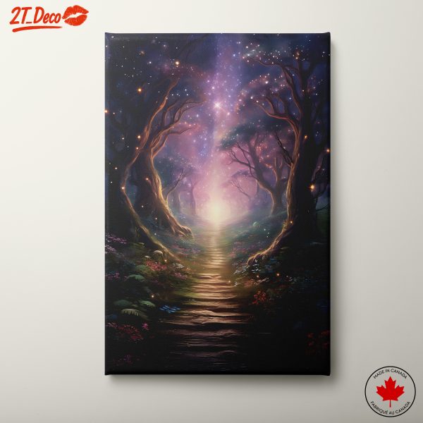 Magical Forest Journey with Stars and Flowers
