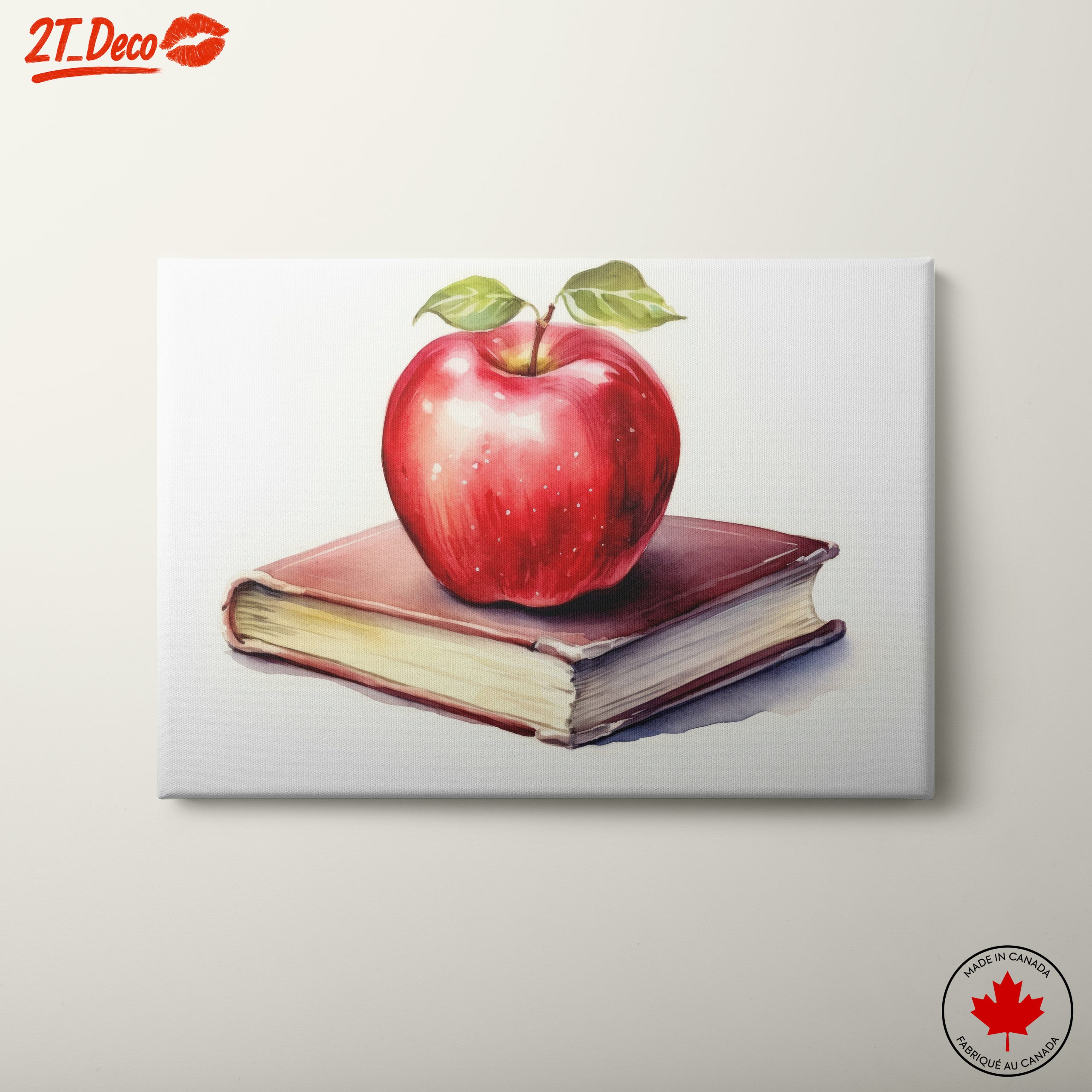 Stylized Apple on Book Artwork