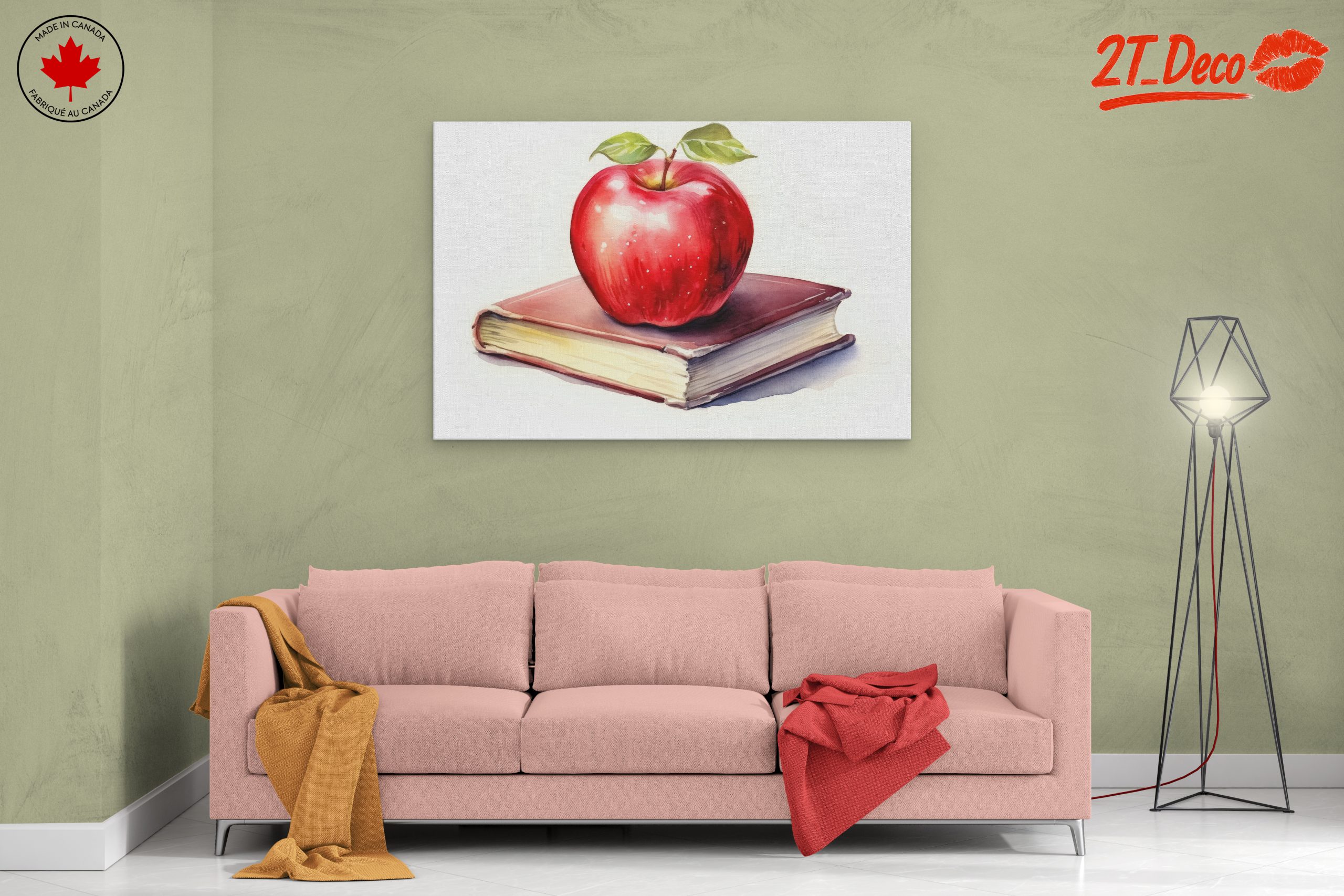 Stylized Apple on Book Artwork - Image 2