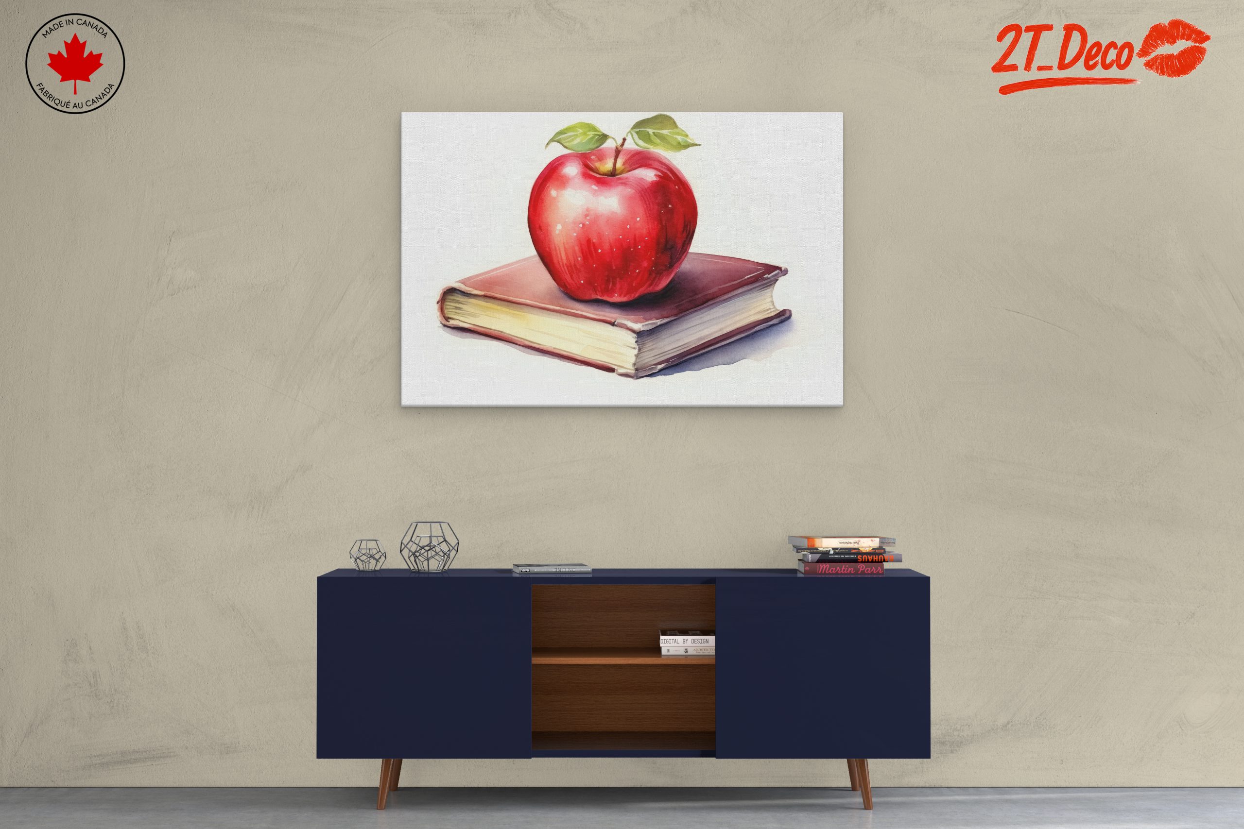Stylized Apple on Book Artwork - Image 3