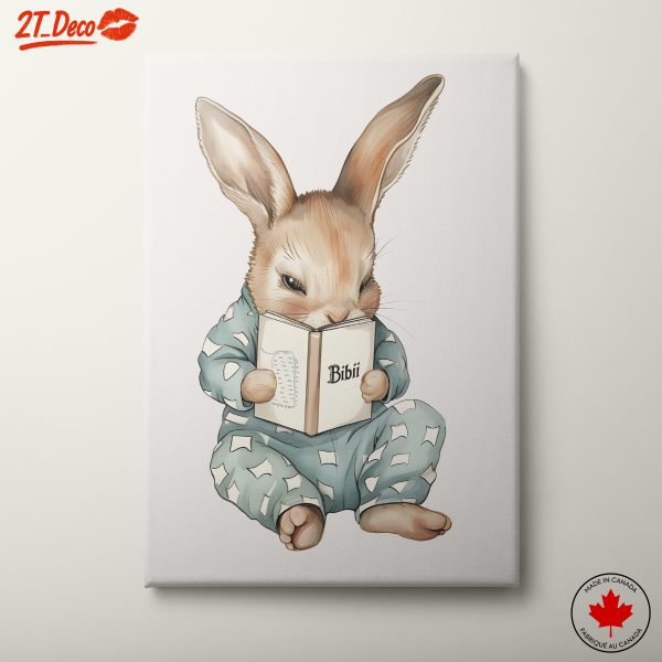 Charming Whimsical Rabbit Reading a Book