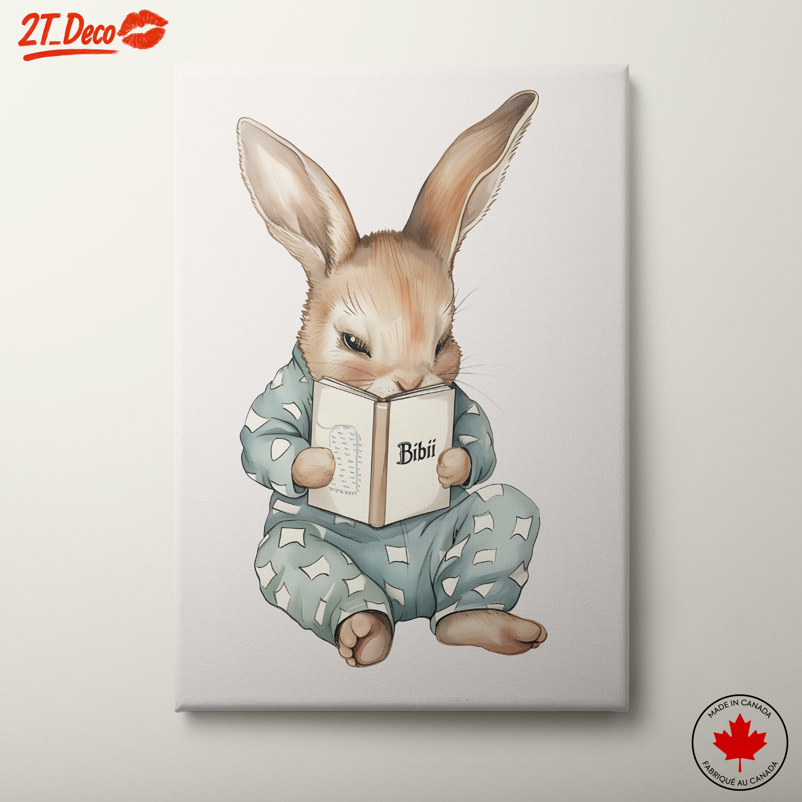 Charming Whimsical Rabbit Reading a Book