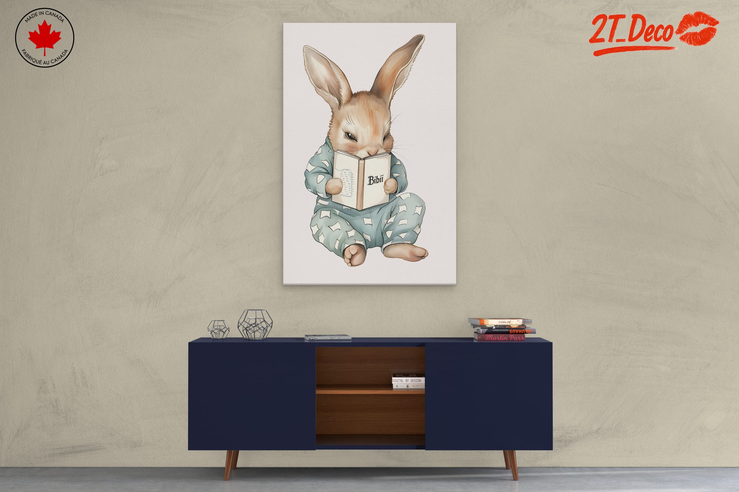 Charming Whimsical Rabbit Reading a Book - Image 3