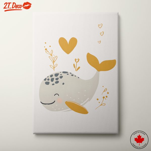 Adorable Whale Illustration with Hearts