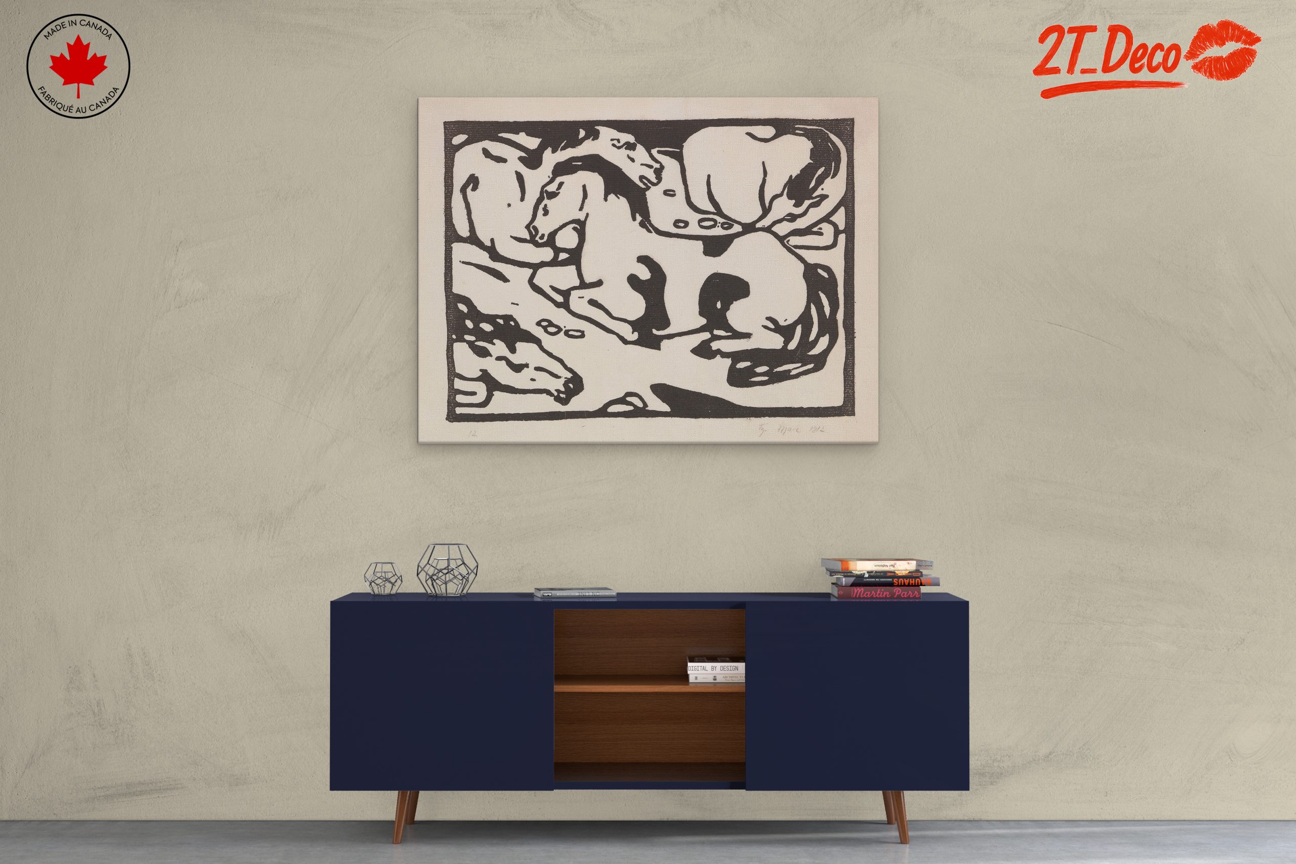Stylized Black and White Horse Anatomical Art - Image 3
