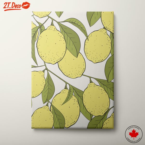 Lemon Botanical Art with Leaves 2