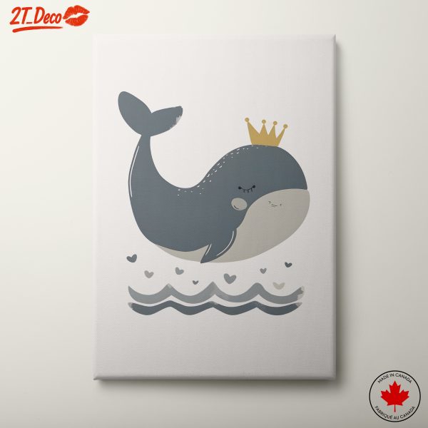 Adorable Whale with Crown Artwork