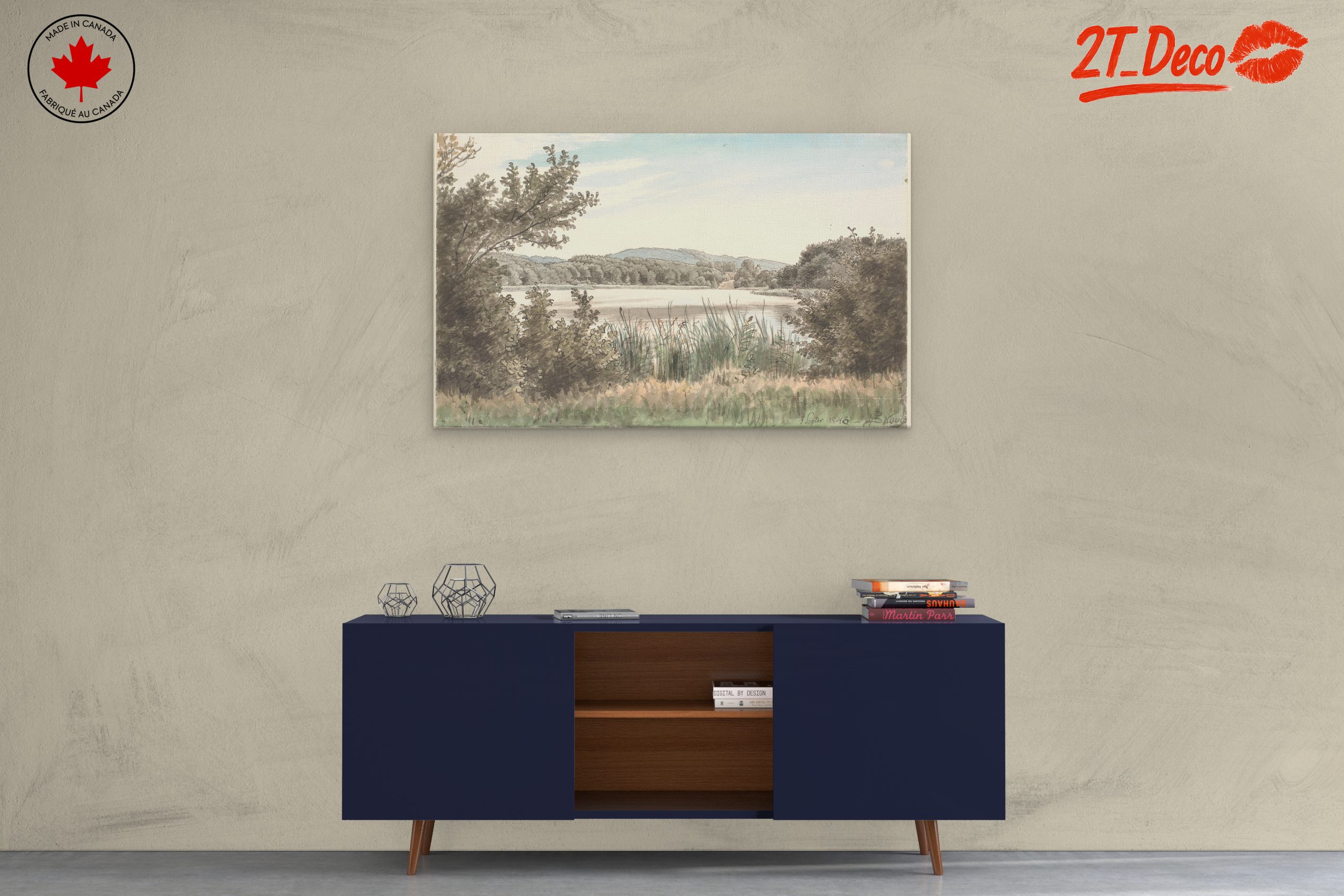 Serene Abstract Landscape with Water and Trees - Image 3