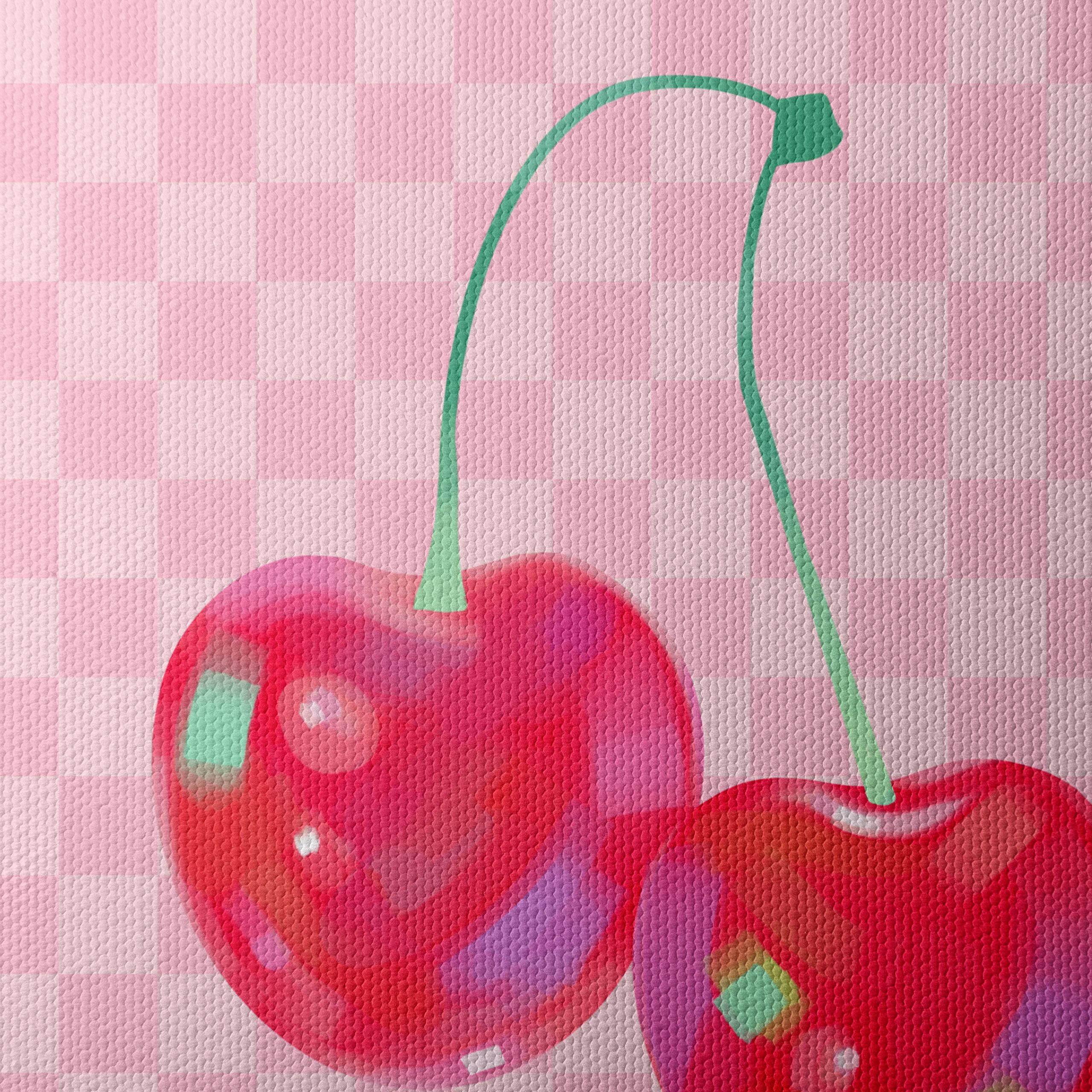 Abstract Cherry Artwork with Pink Background - Image 4