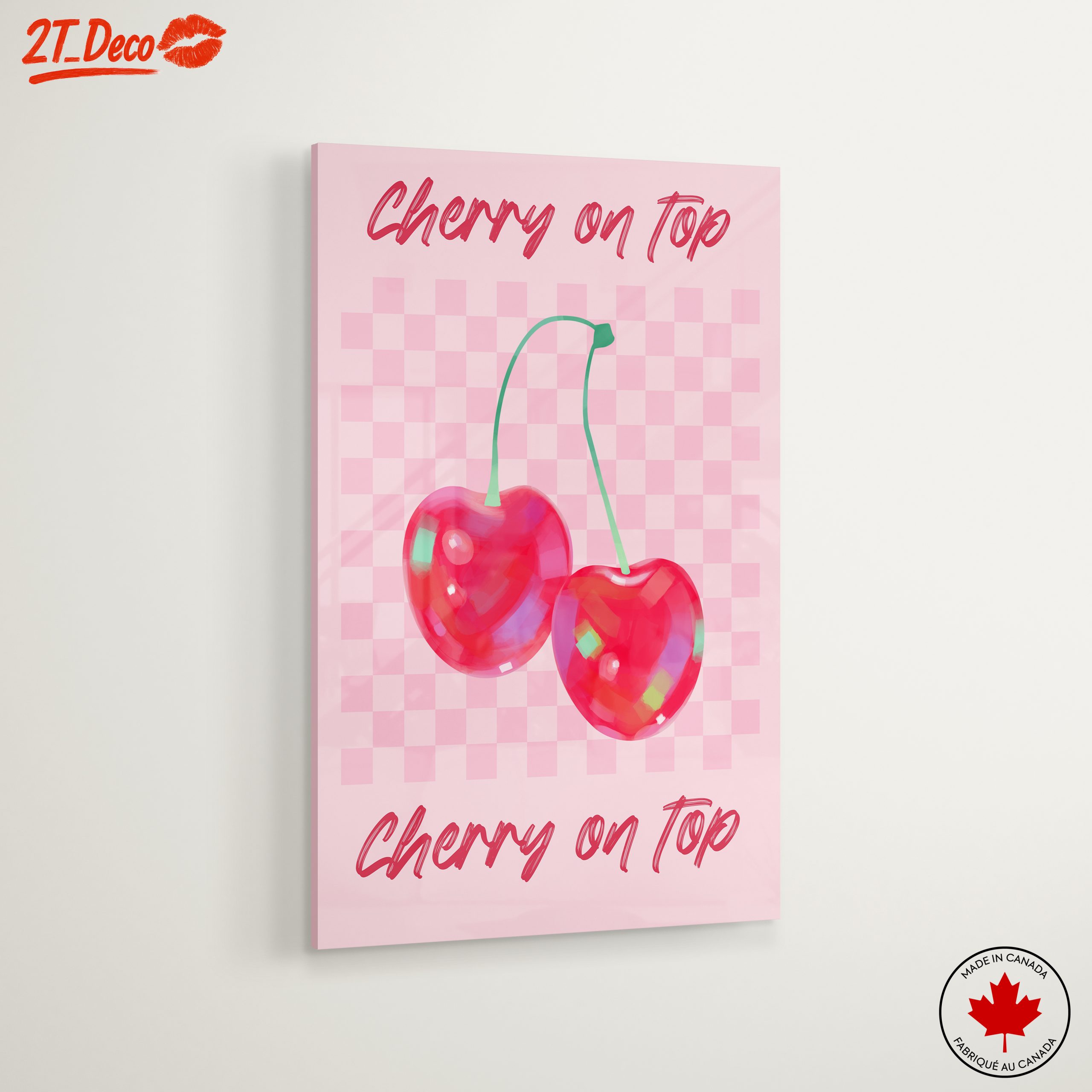 Abstract Cherry Artwork with Pink Background - Image 6