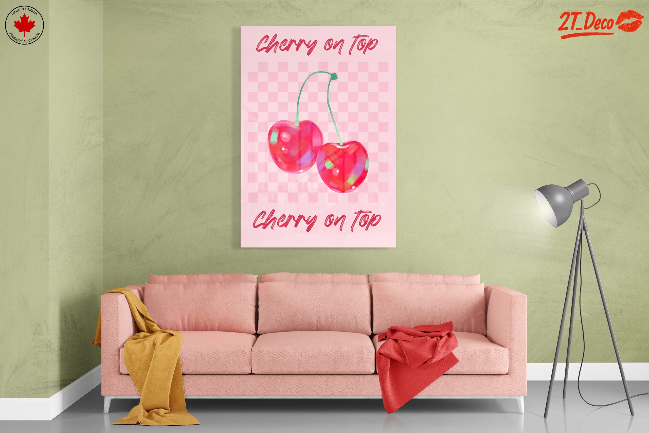 Abstract Cherry Artwork with Pink Background - Image 7