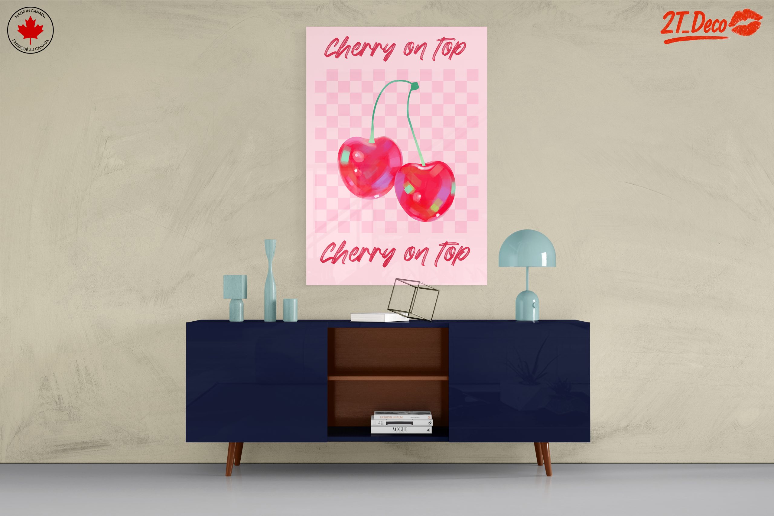 Abstract Cherry Artwork with Pink Background - Image 8