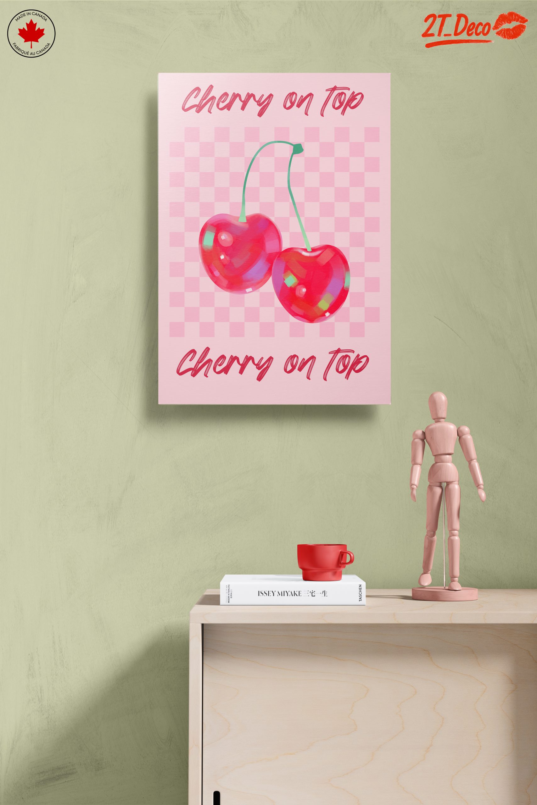 Abstract Cherry Artwork with Pink Background - Image 14