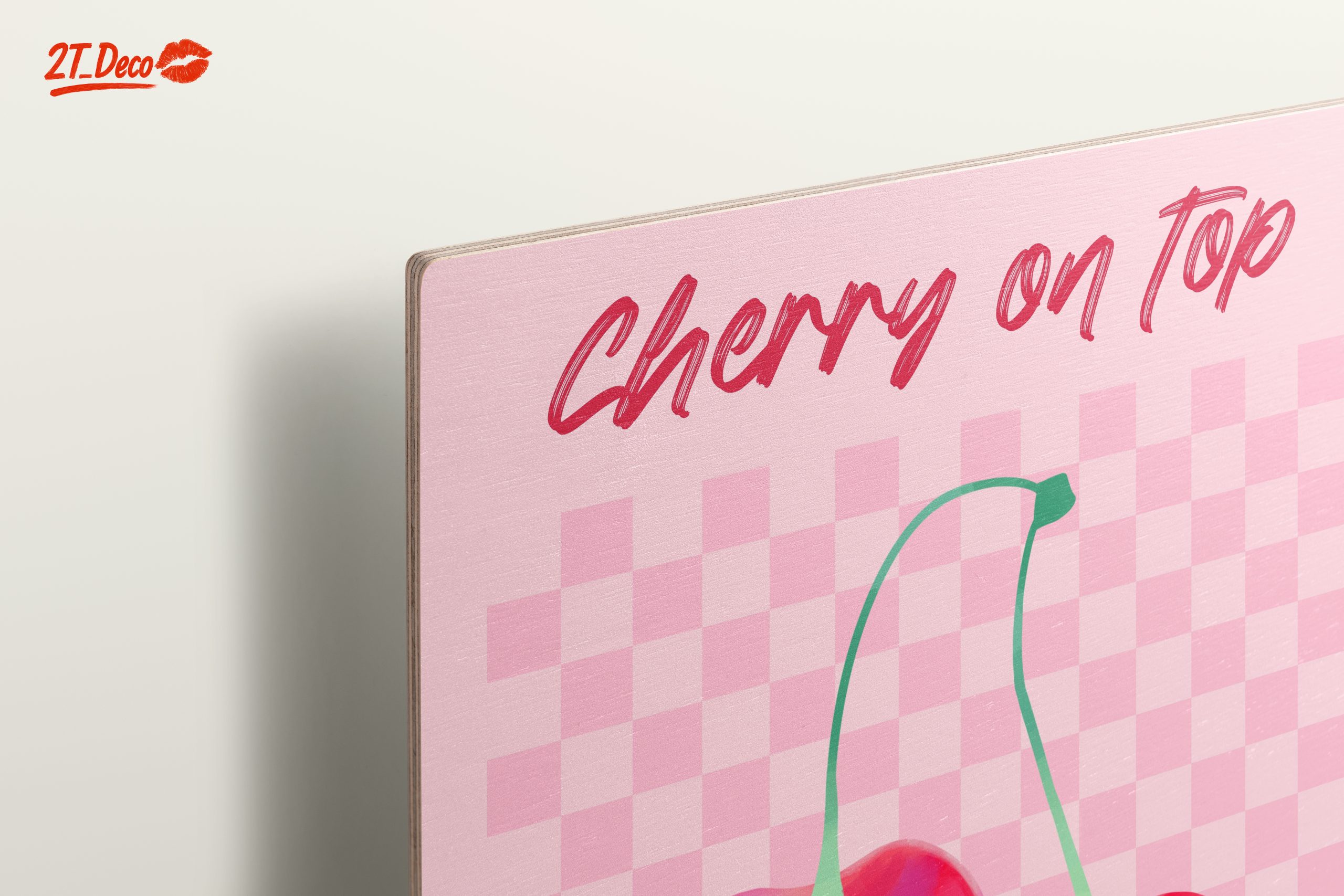 Abstract Cherry Artwork with Pink Background - Image 15
