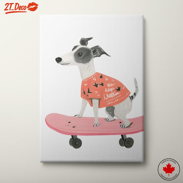 Cute Dog Skateboarding Illustration