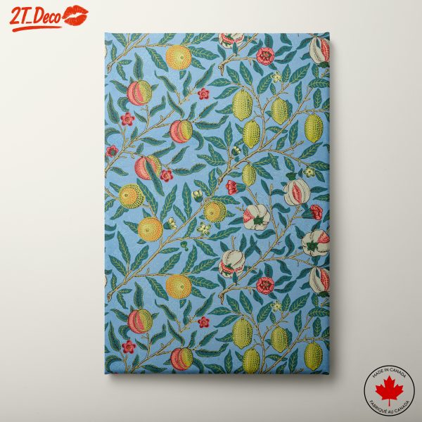 Colorful Botanical Illustration Featuring Fruits and Flowers