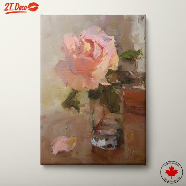 Delicate Floral Arrangement Art with Pink Rose