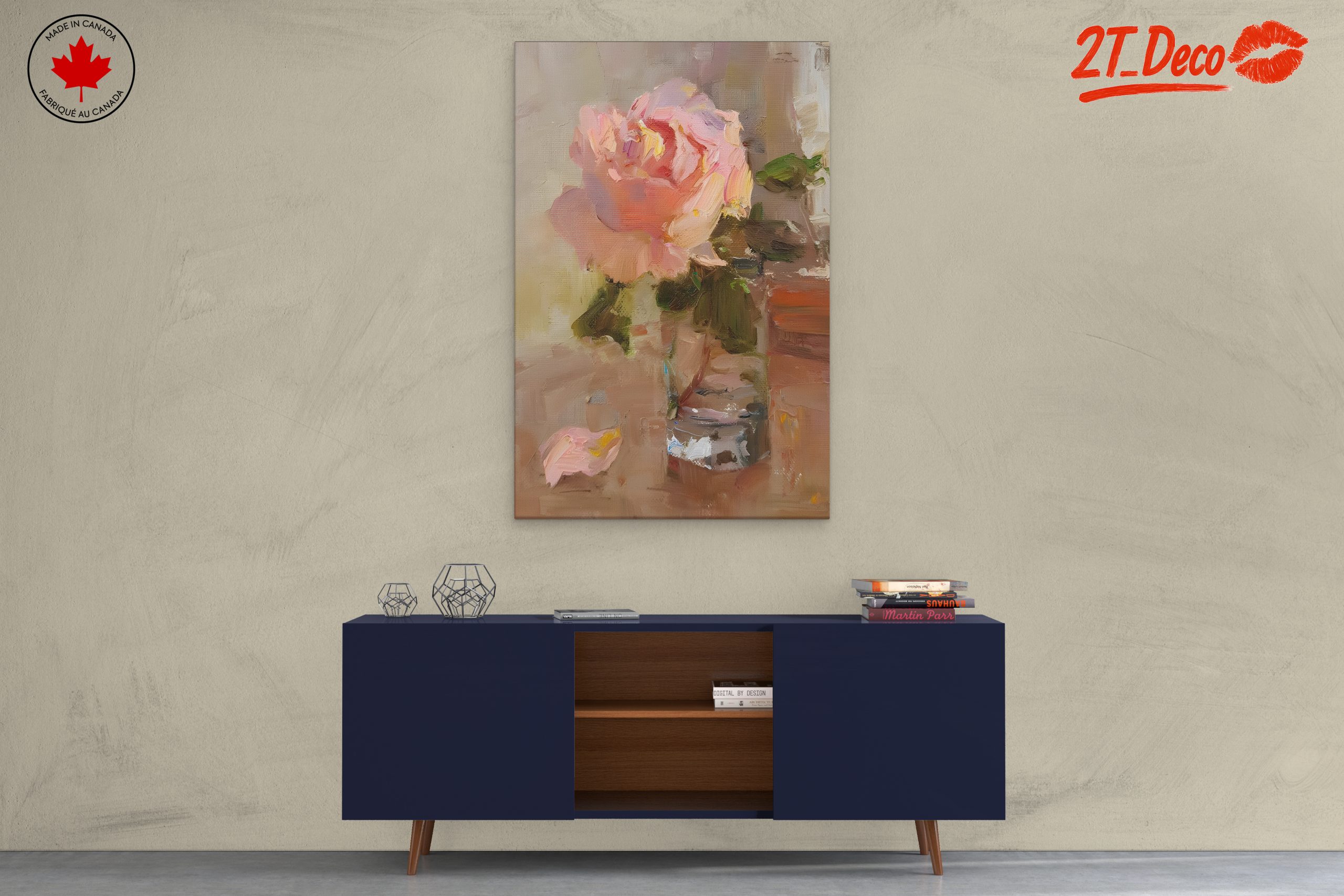 Delicate Floral Arrangement Art with Pink Rose - Image 3