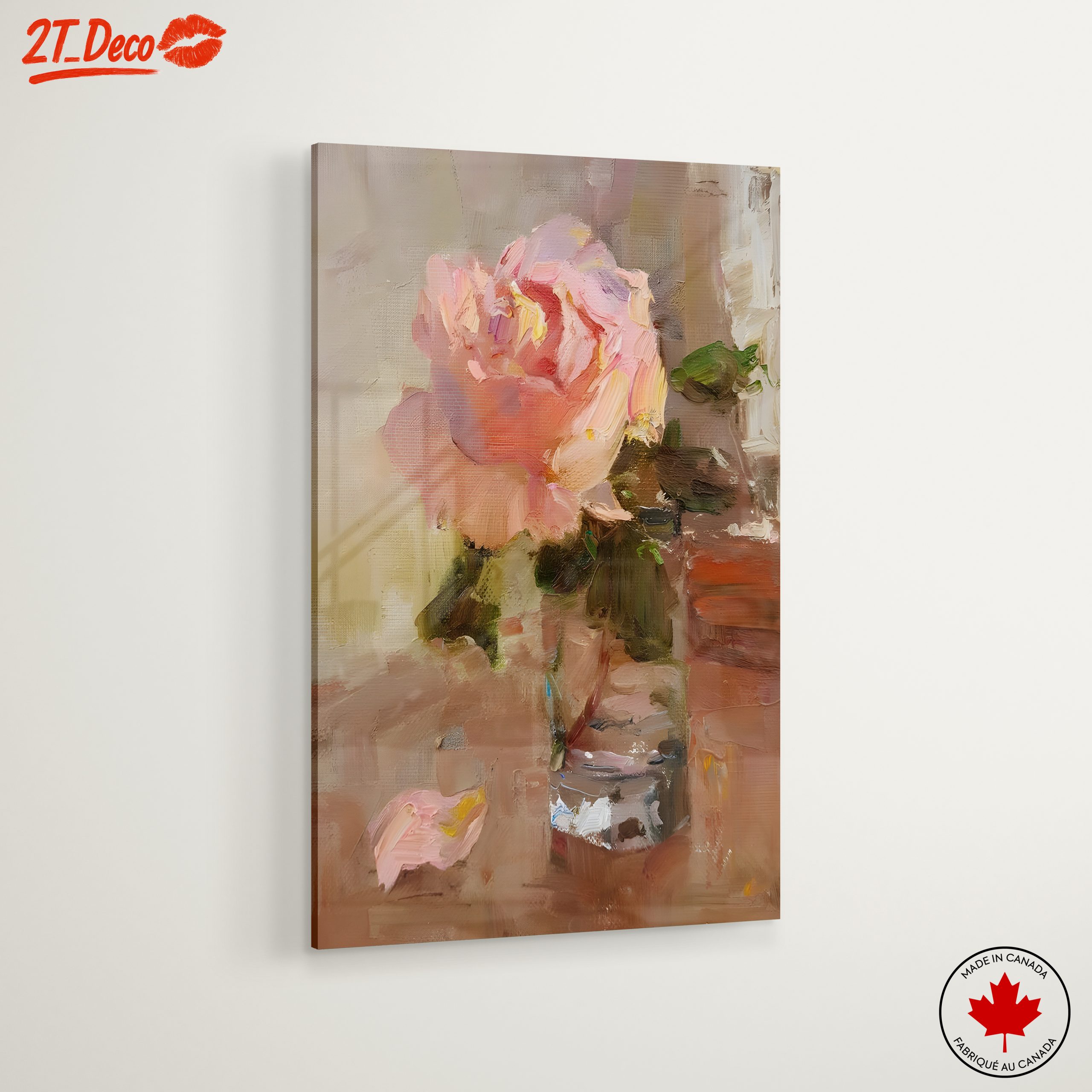 Delicate Floral Arrangement Art with Pink Rose - Image 6