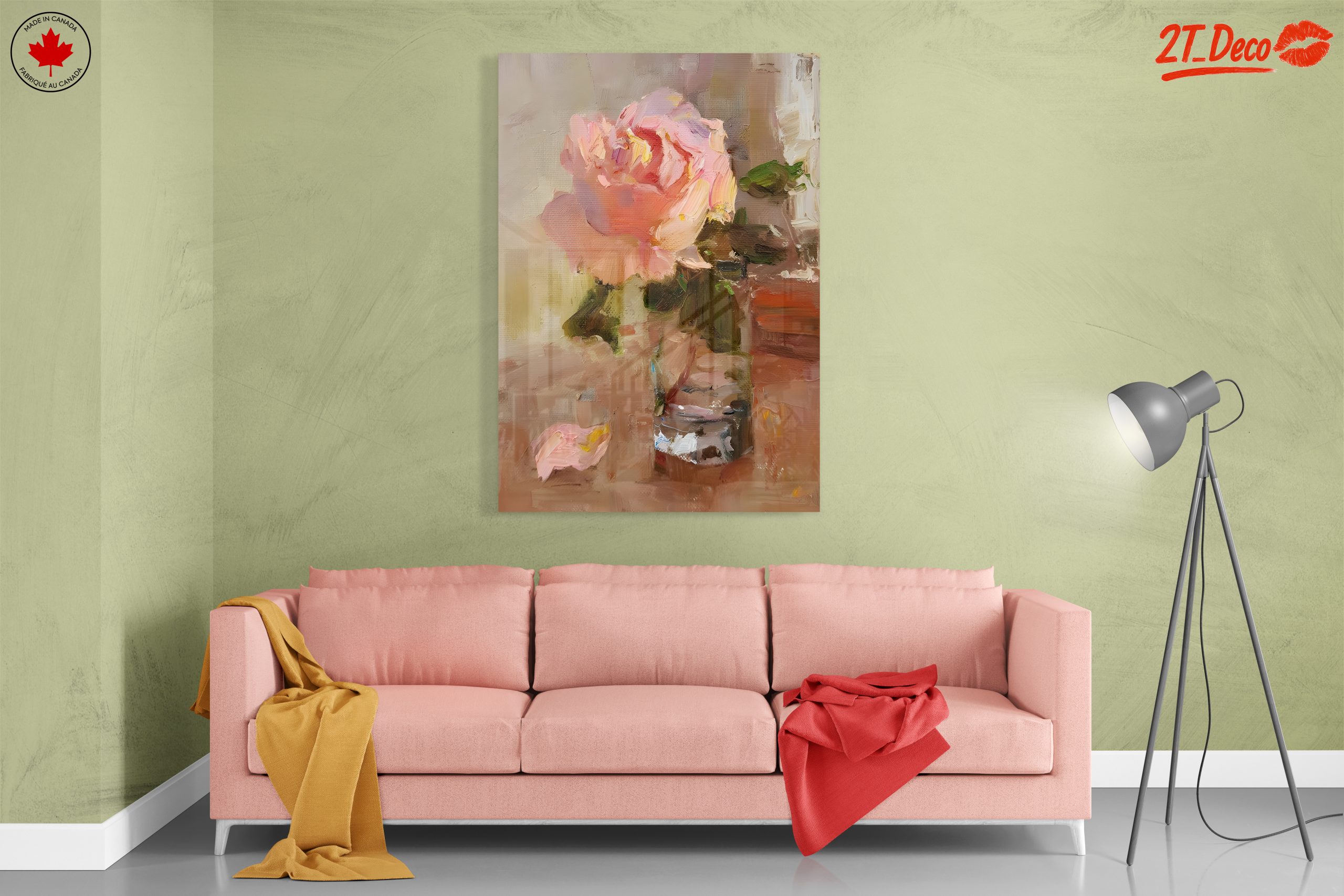 Delicate Floral Arrangement Art with Pink Rose - Image 7