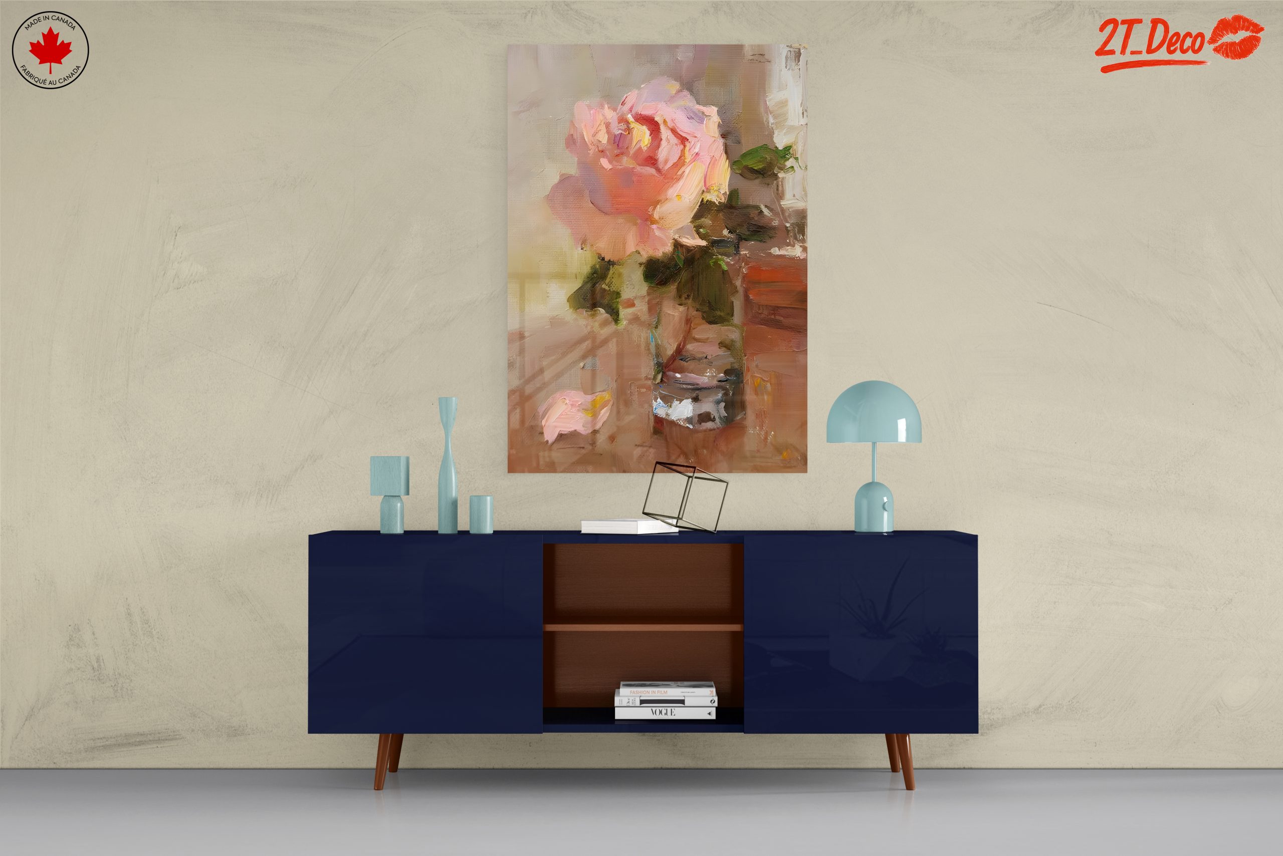 Delicate Floral Arrangement Art with Pink Rose - Image 8
