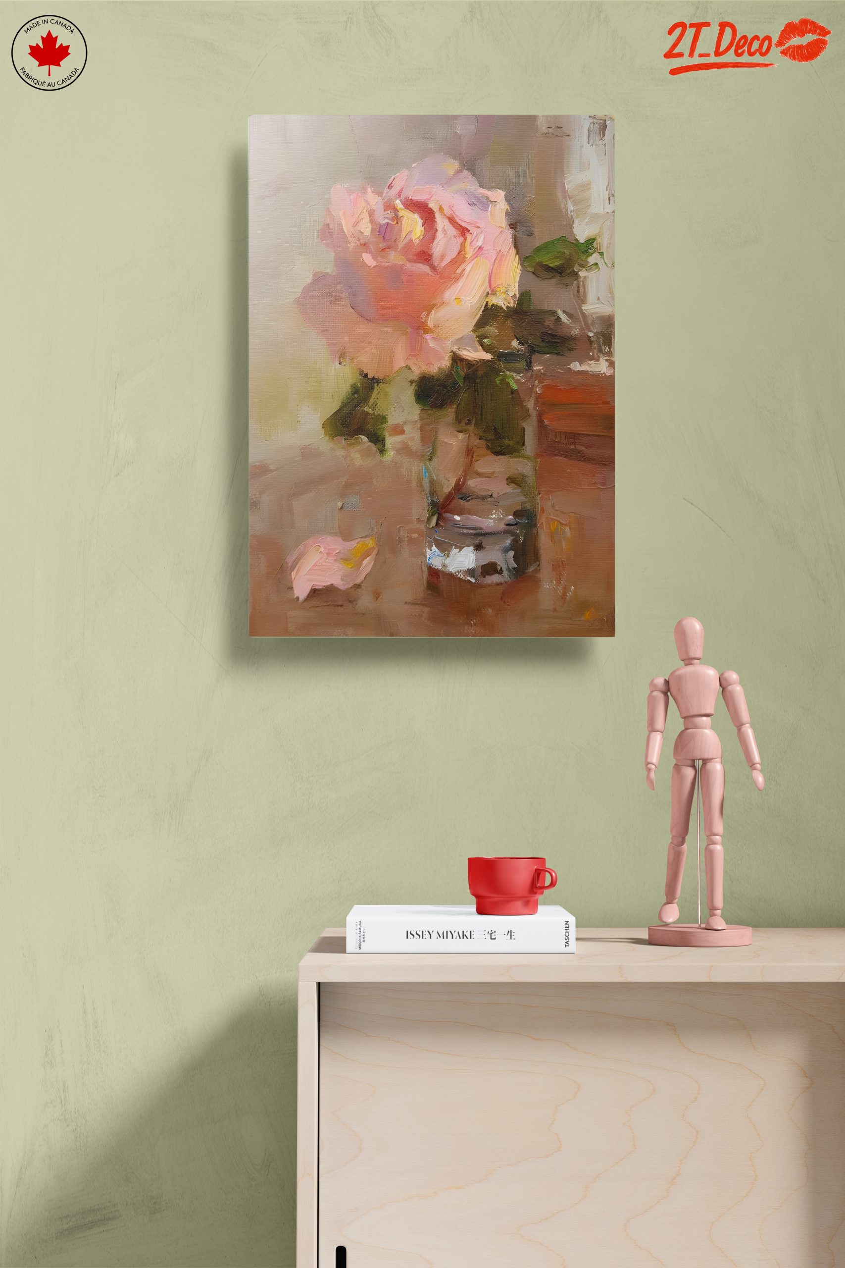 Delicate Floral Arrangement Art with Pink Rose - Image 14