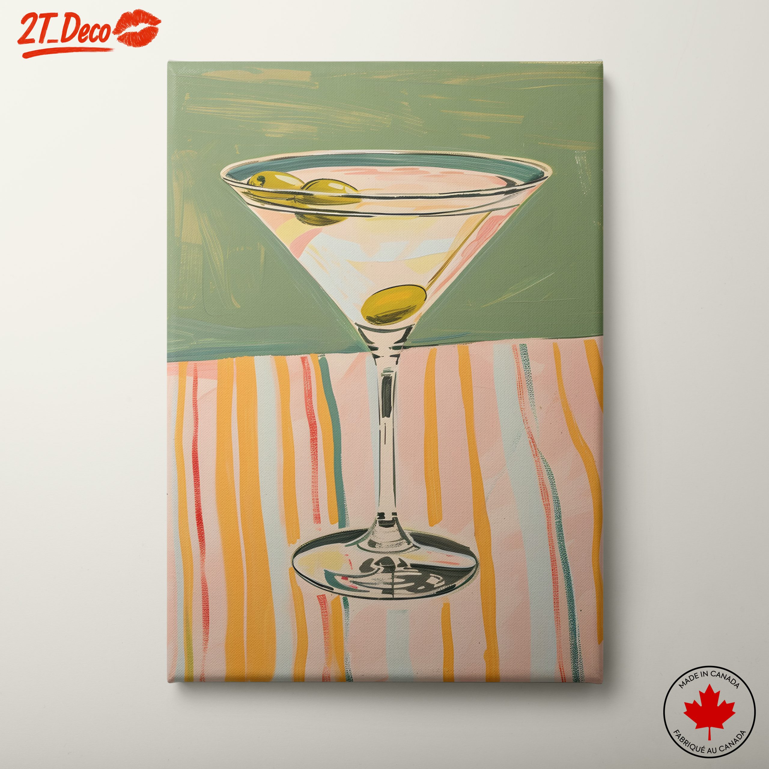 Stylized Cocktail Glass With Olives