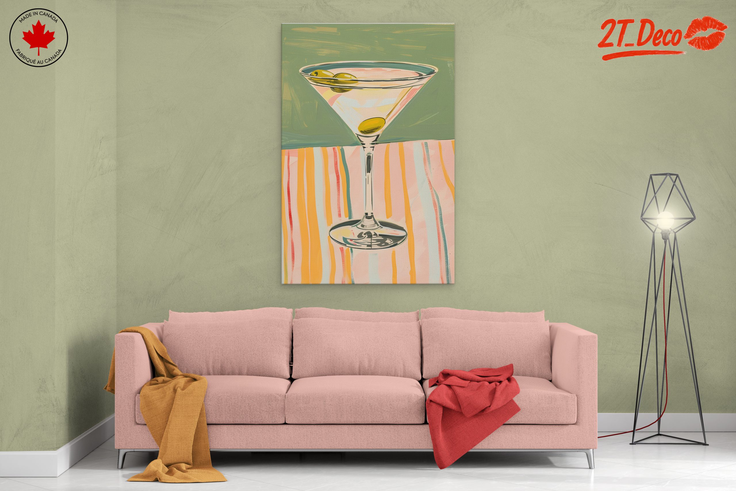 Stylized Cocktail Glass With Olives - Image 2