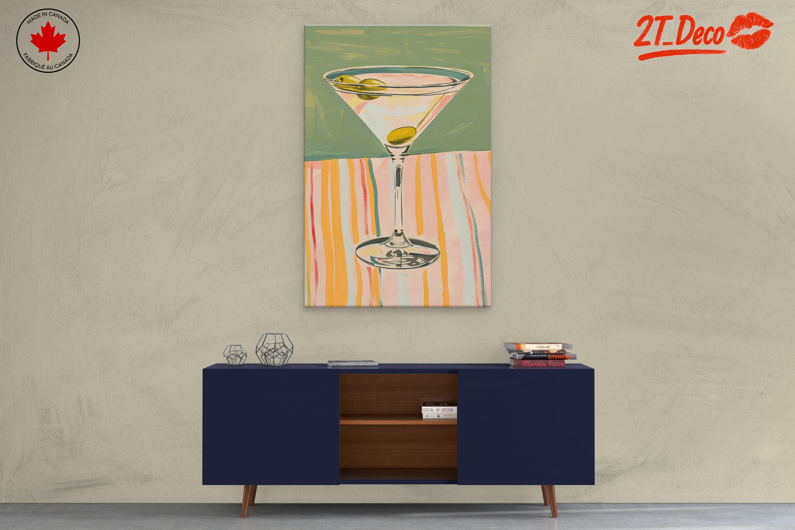 Stylized Cocktail Glass With Olives - Image 3