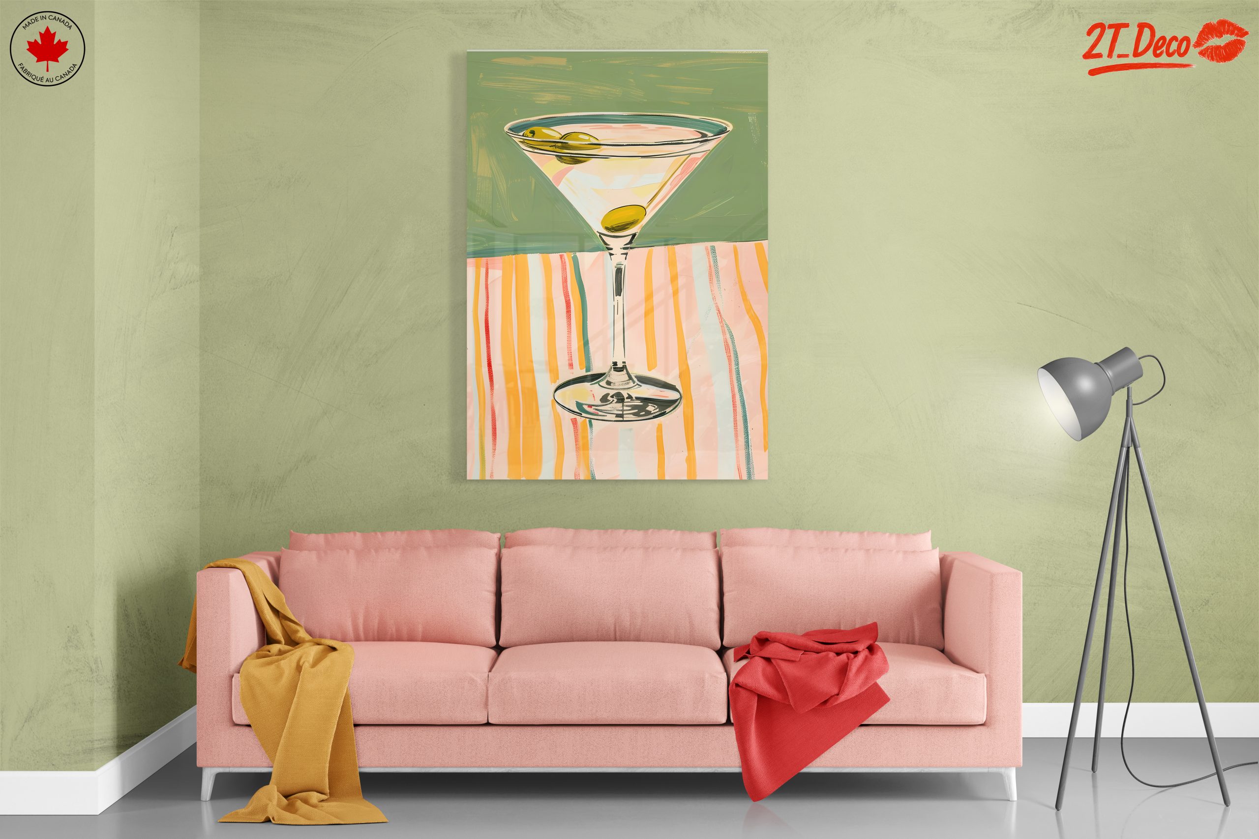 Stylized Cocktail Glass With Olives - Image 7