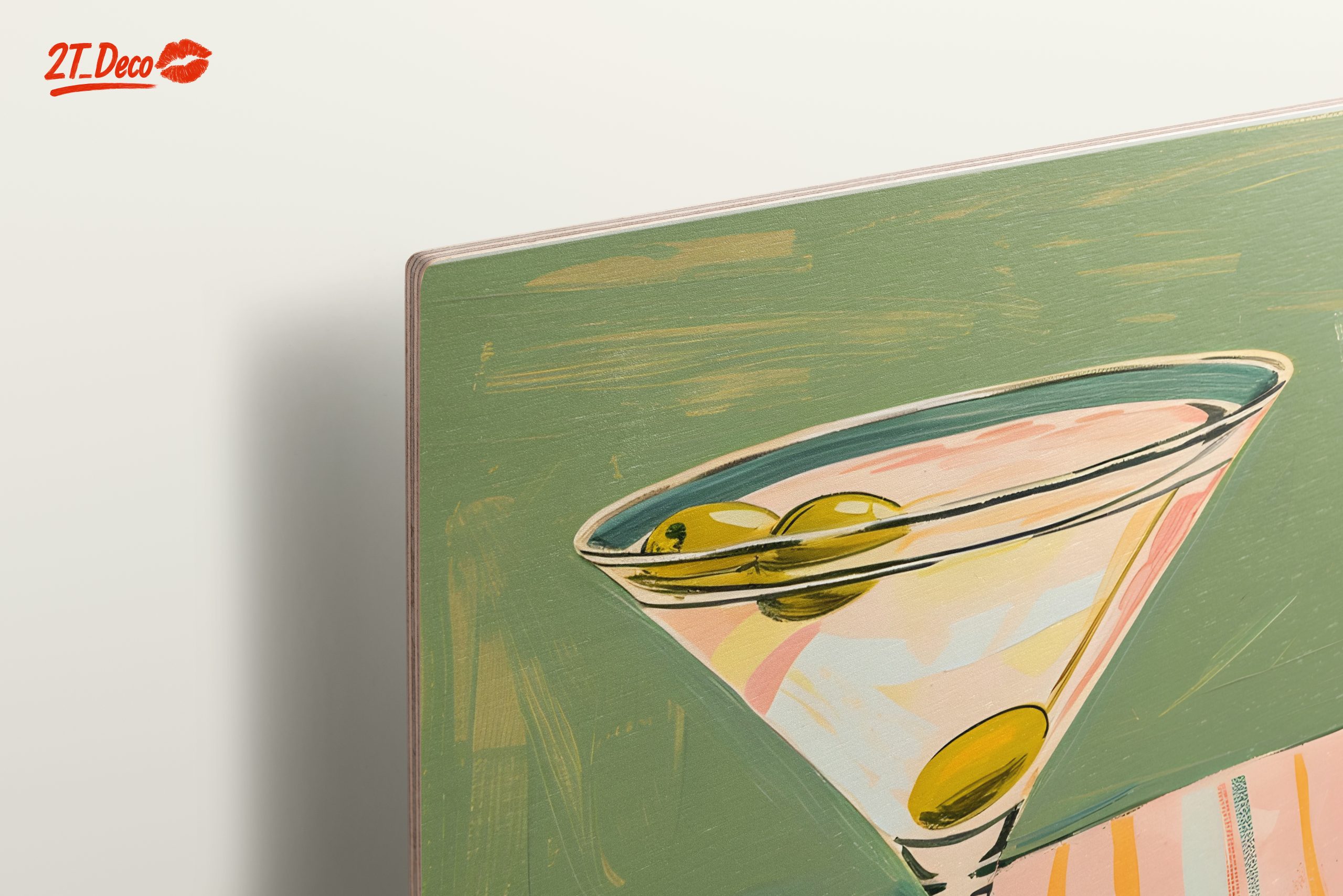 Stylized Cocktail Glass With Olives - Image 15