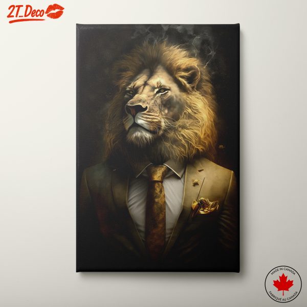 Stylish Lion Portrait in Artistic Attire