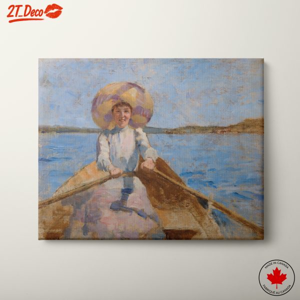 Charming Young Woman Rowing in a Boat