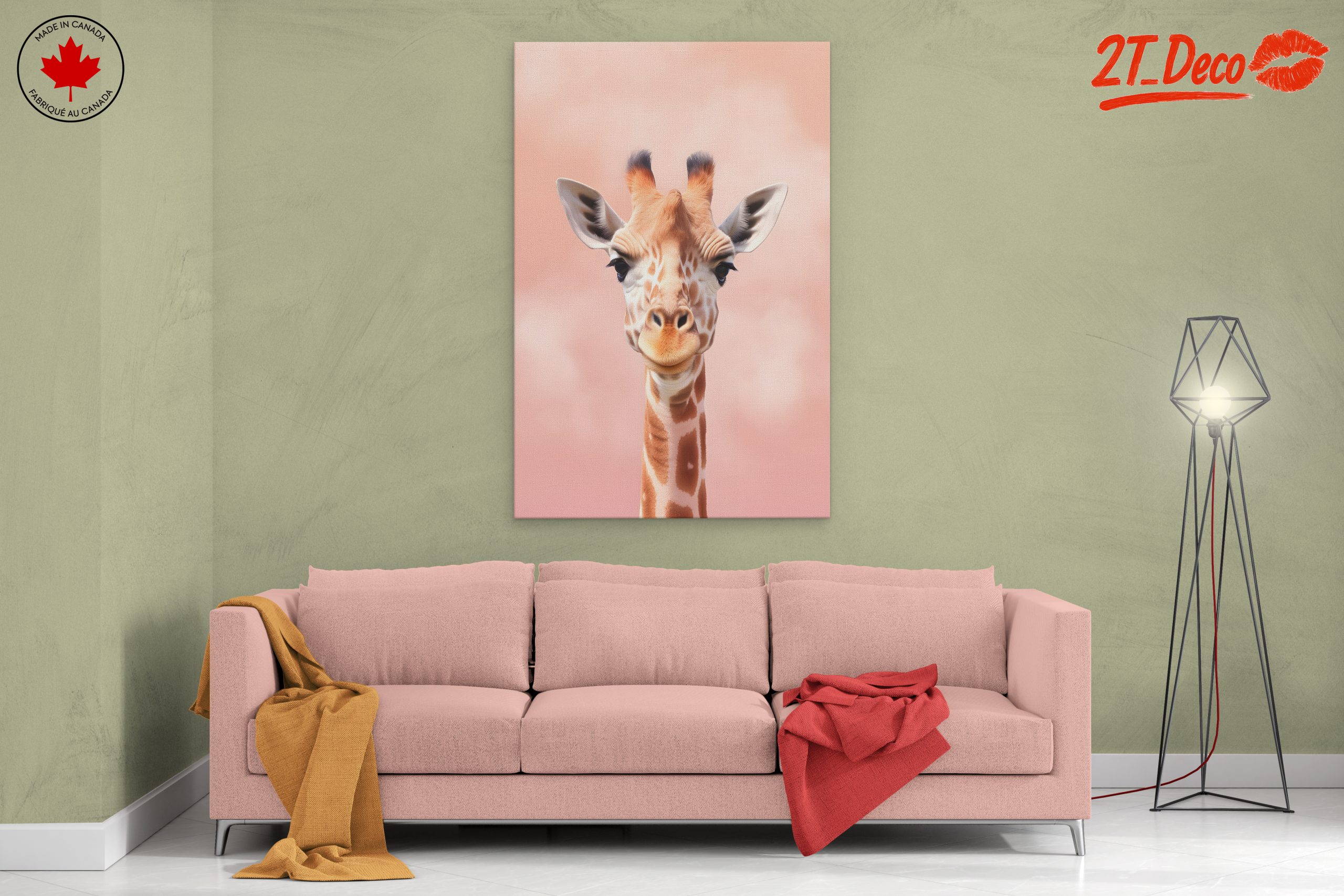 Cute Giraffe Portrait in Gentle Pink Background - Image 2