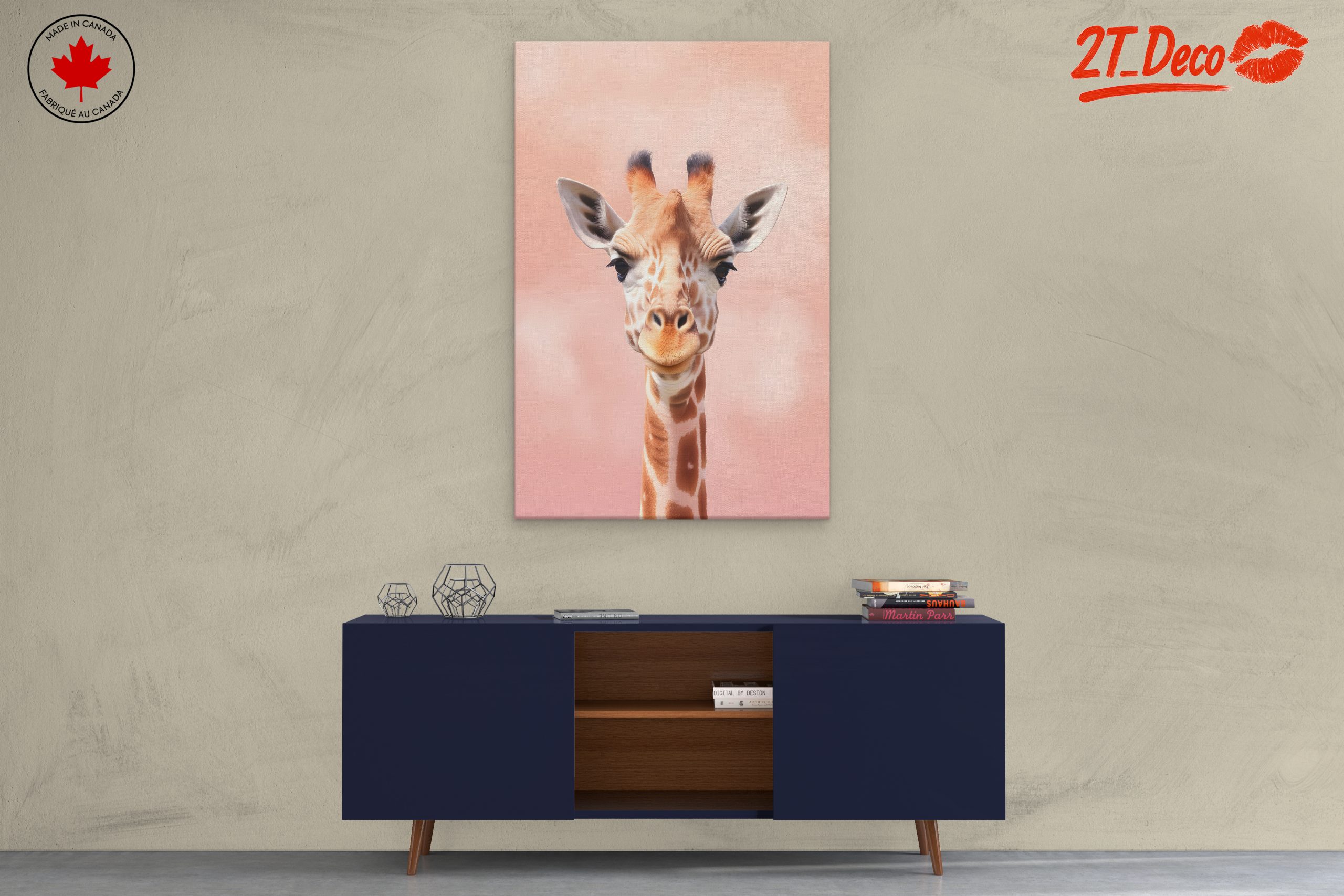 Cute Giraffe Portrait in Gentle Pink Background - Image 3