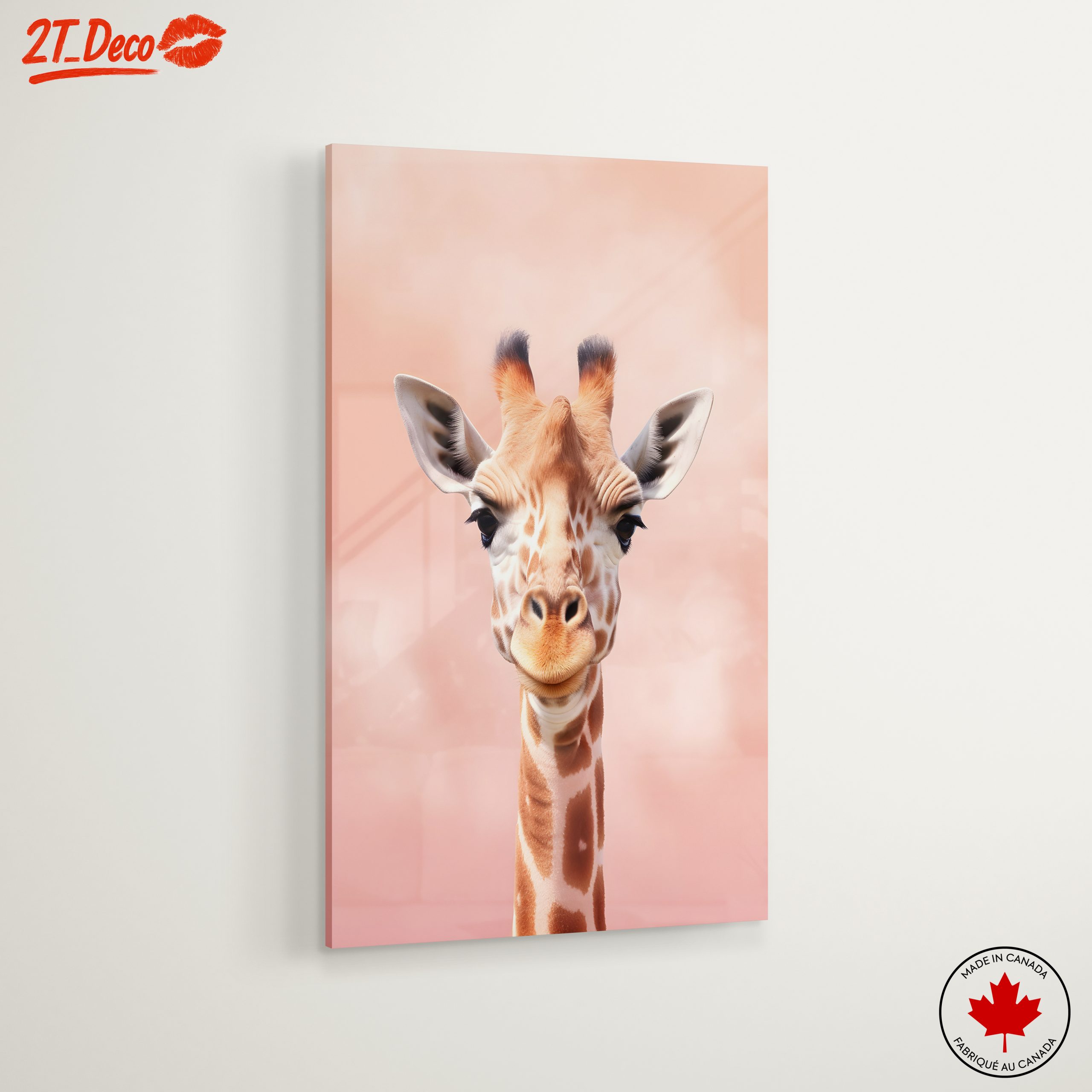 Cute Giraffe Portrait in Gentle Pink Background - Image 6