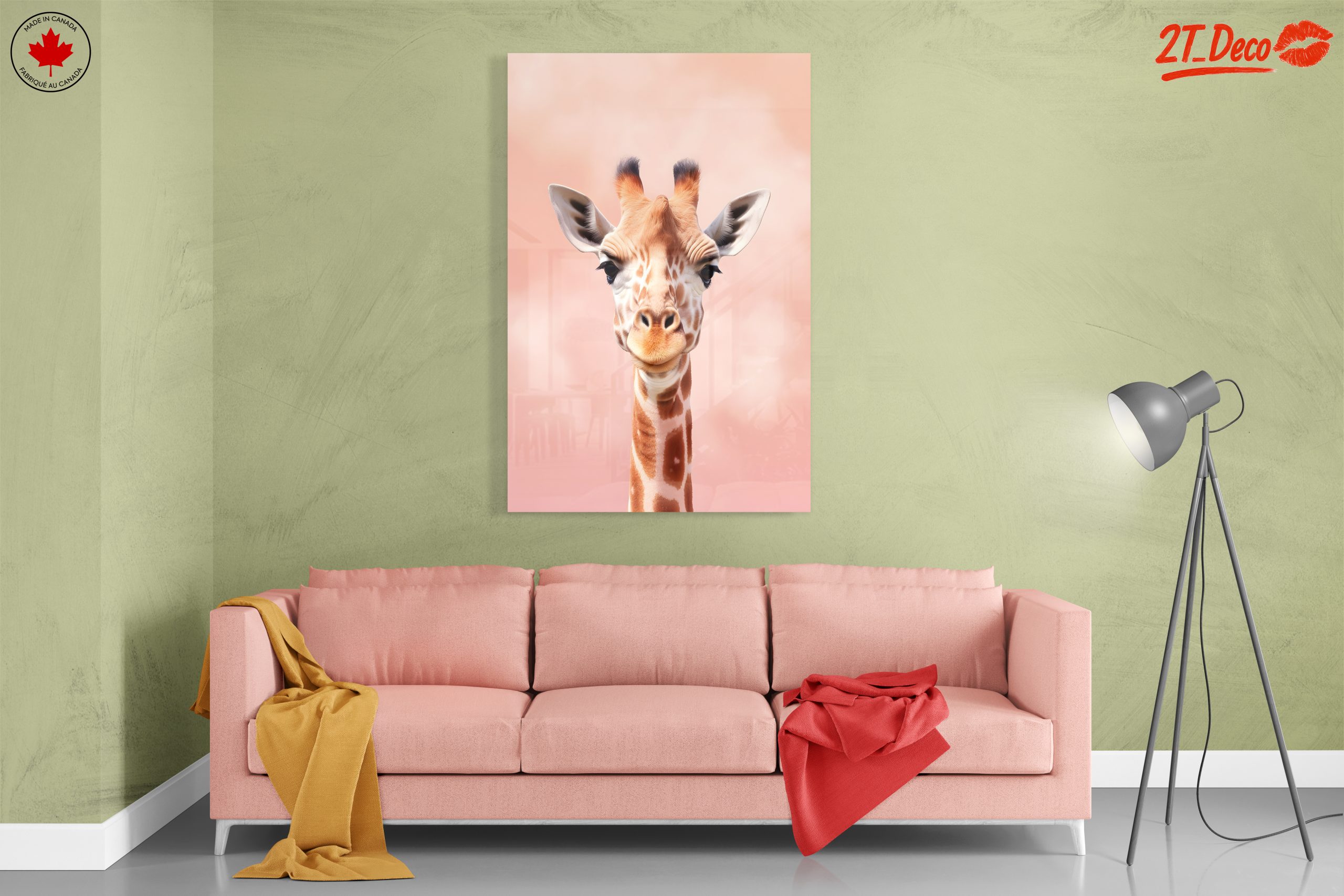 Cute Giraffe Portrait in Gentle Pink Background - Image 7