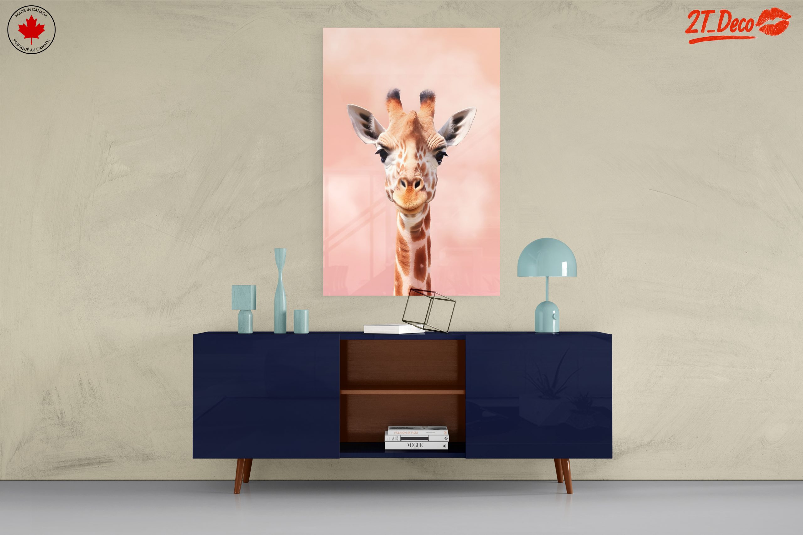 Cute Giraffe Portrait in Gentle Pink Background - Image 8