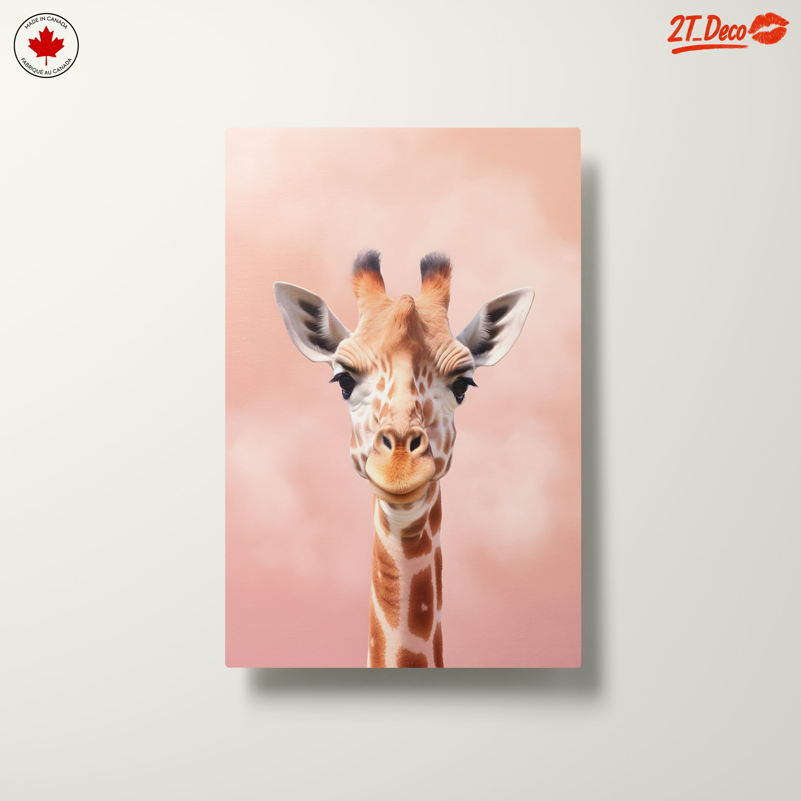 Cute Giraffe Portrait in Gentle Pink Background - Image 10