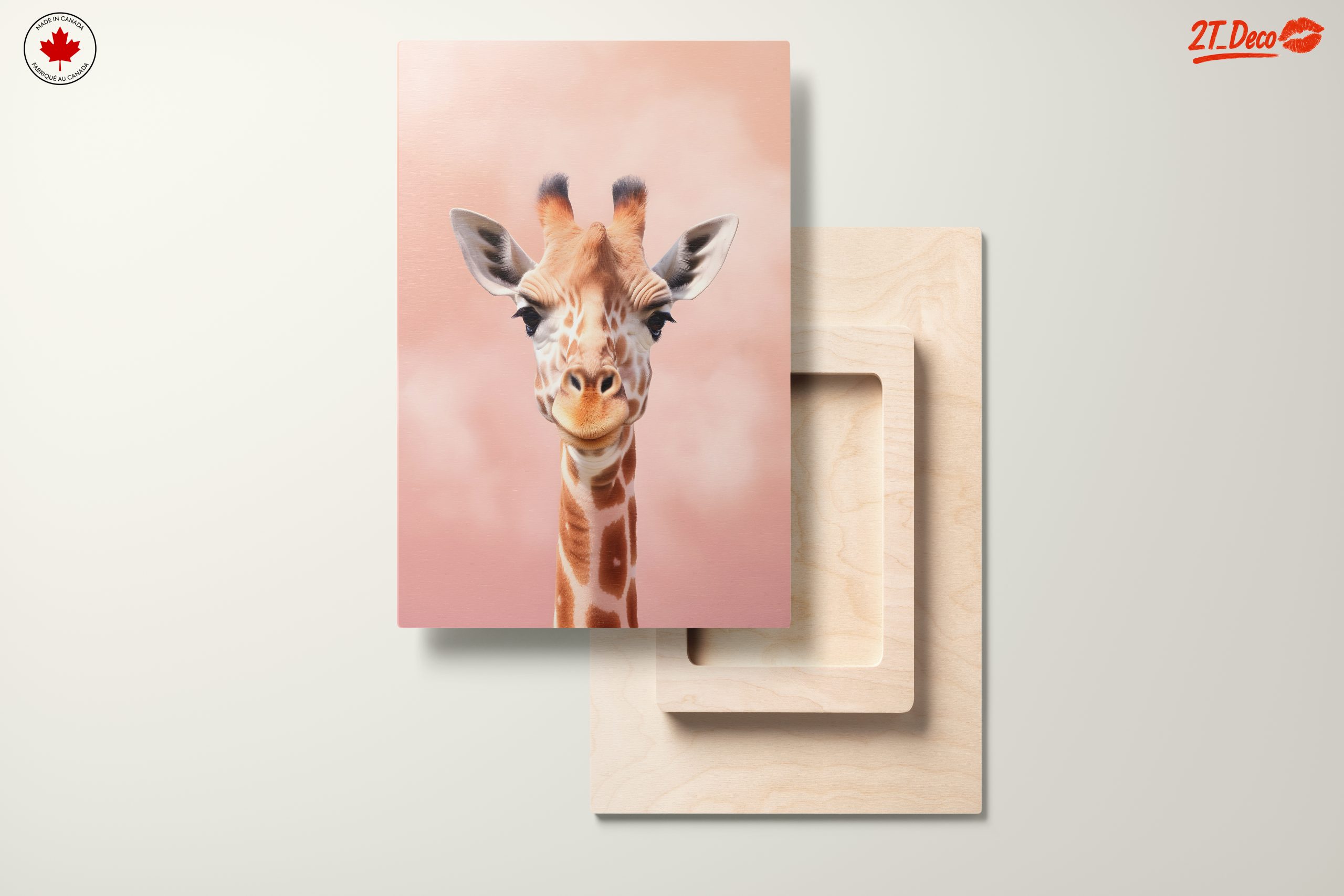 Cute Giraffe Portrait in Gentle Pink Background - Image 11
