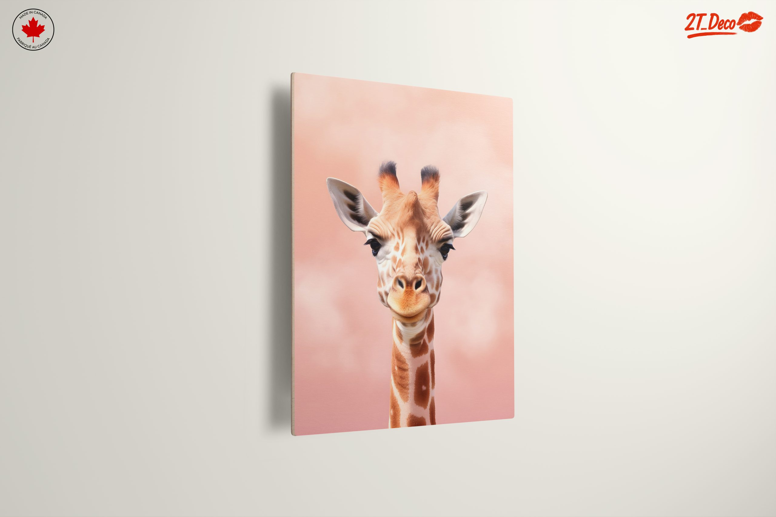 Cute Giraffe Portrait in Gentle Pink Background - Image 13