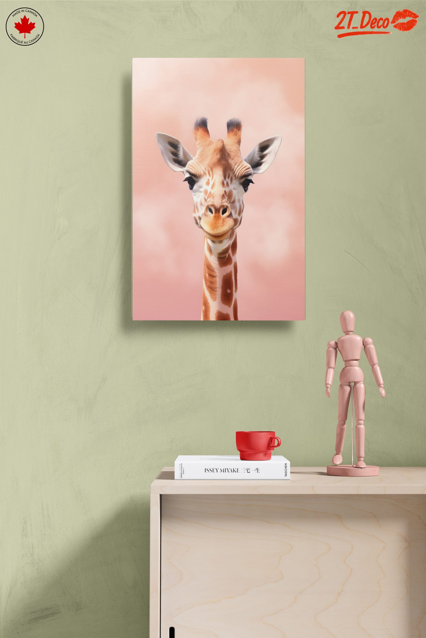 Cute Giraffe Portrait in Gentle Pink Background - Image 14