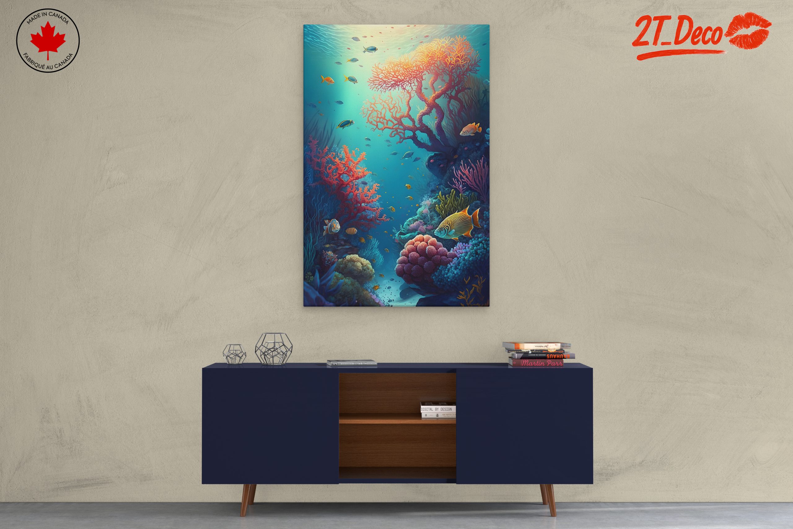 Vibrant Abstract Underwater Marine Life Art - Image 3