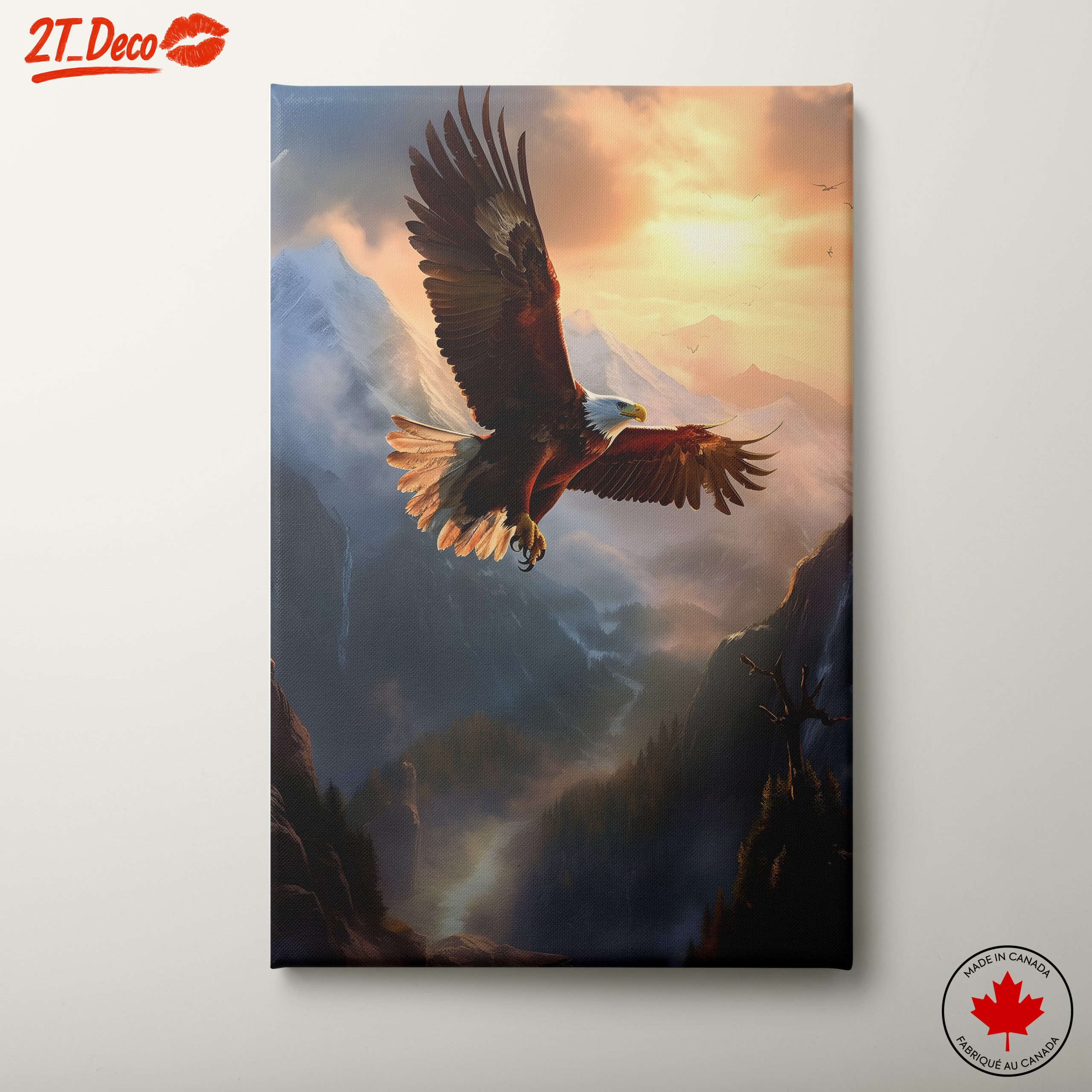 Majestic Eagle Soaring Over Mountain Landscape