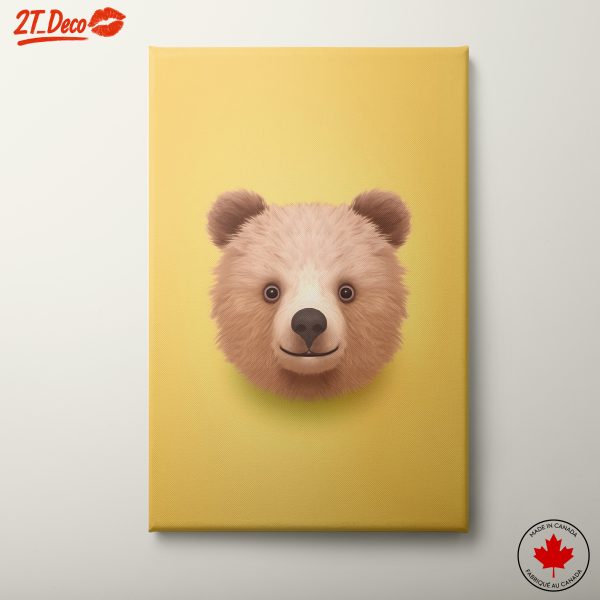 Adorable Bear Illustration on Yellow Background