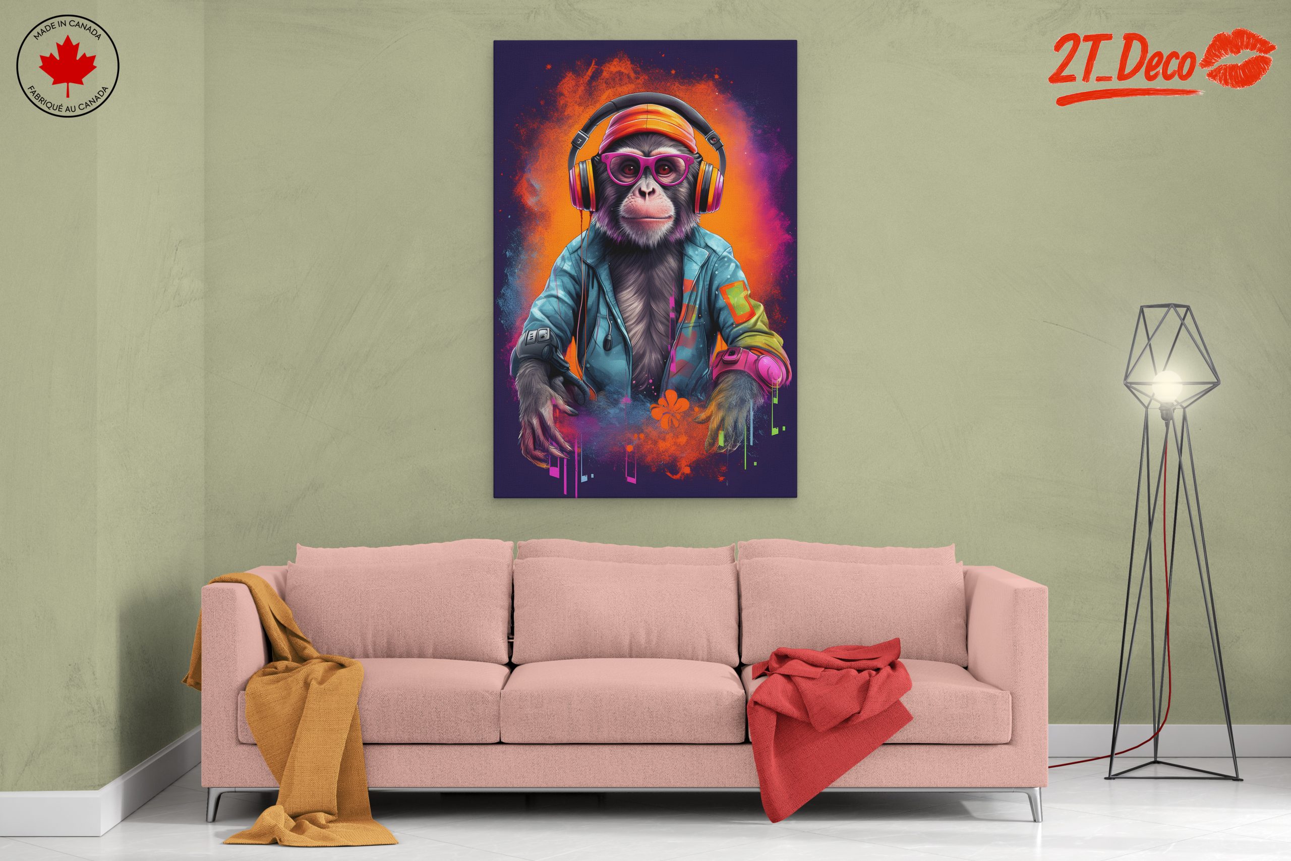 Vibrant Monkey Artwork with Headphones - Image 2