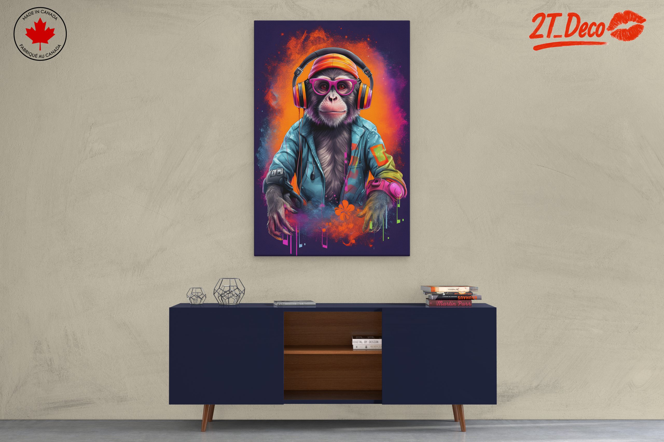 Vibrant Monkey Artwork with Headphones - Image 3