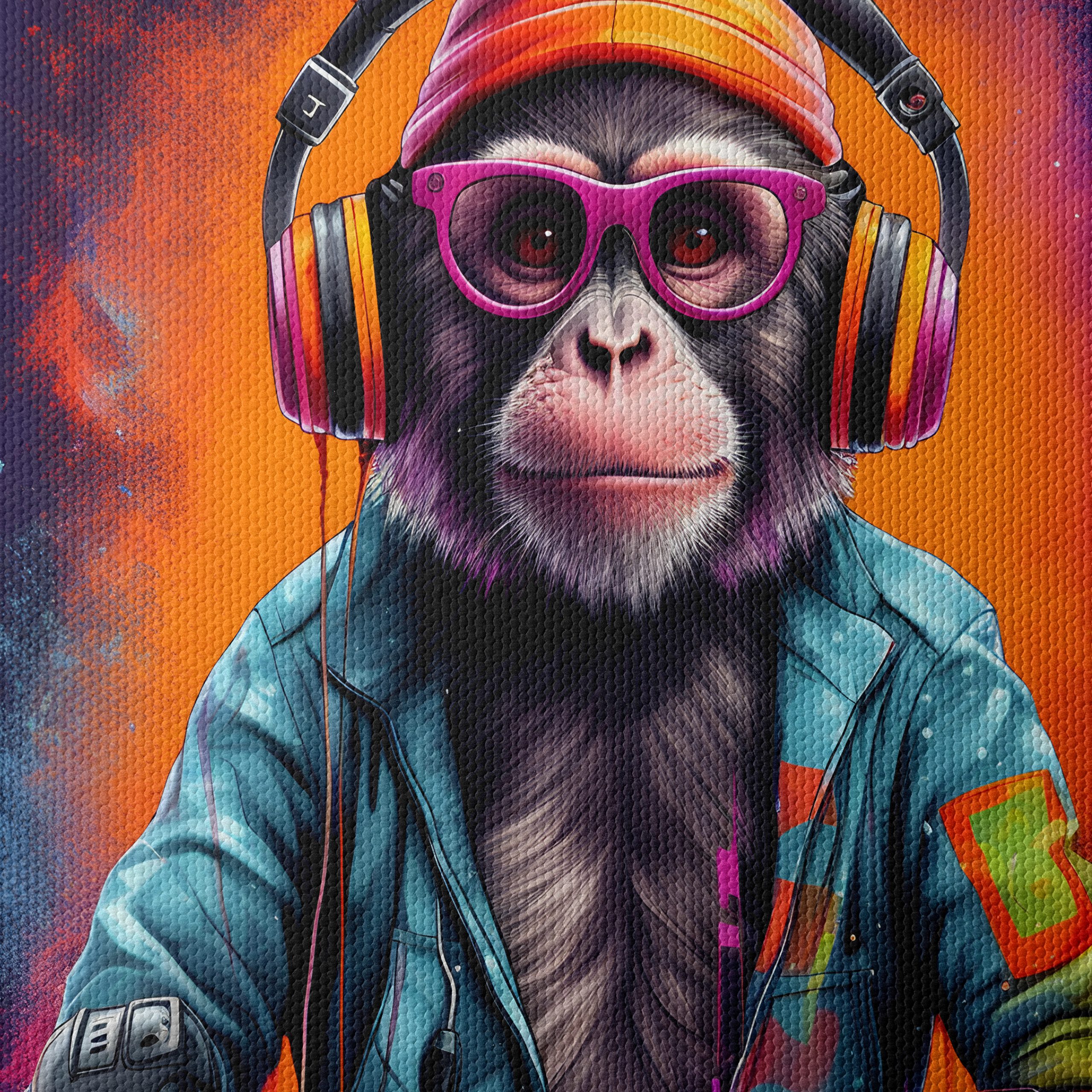 Vibrant Monkey Artwork with Headphones - Image 4