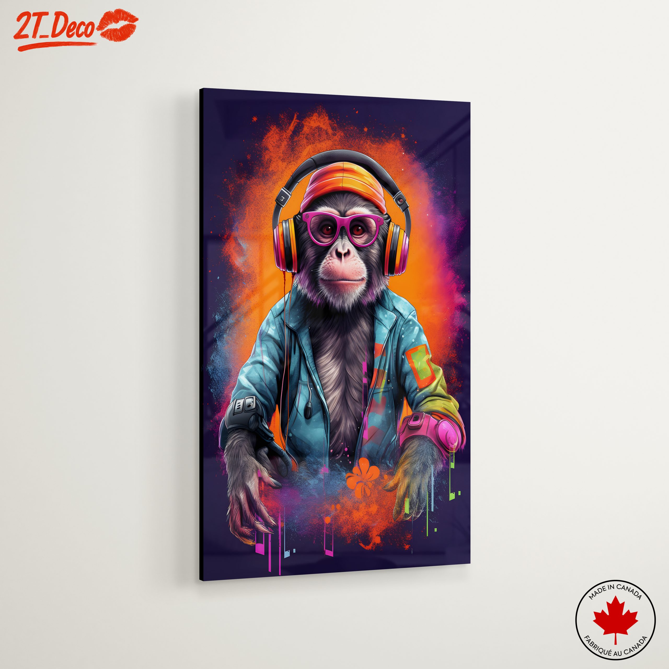 Vibrant Monkey Artwork with Headphones - Image 6